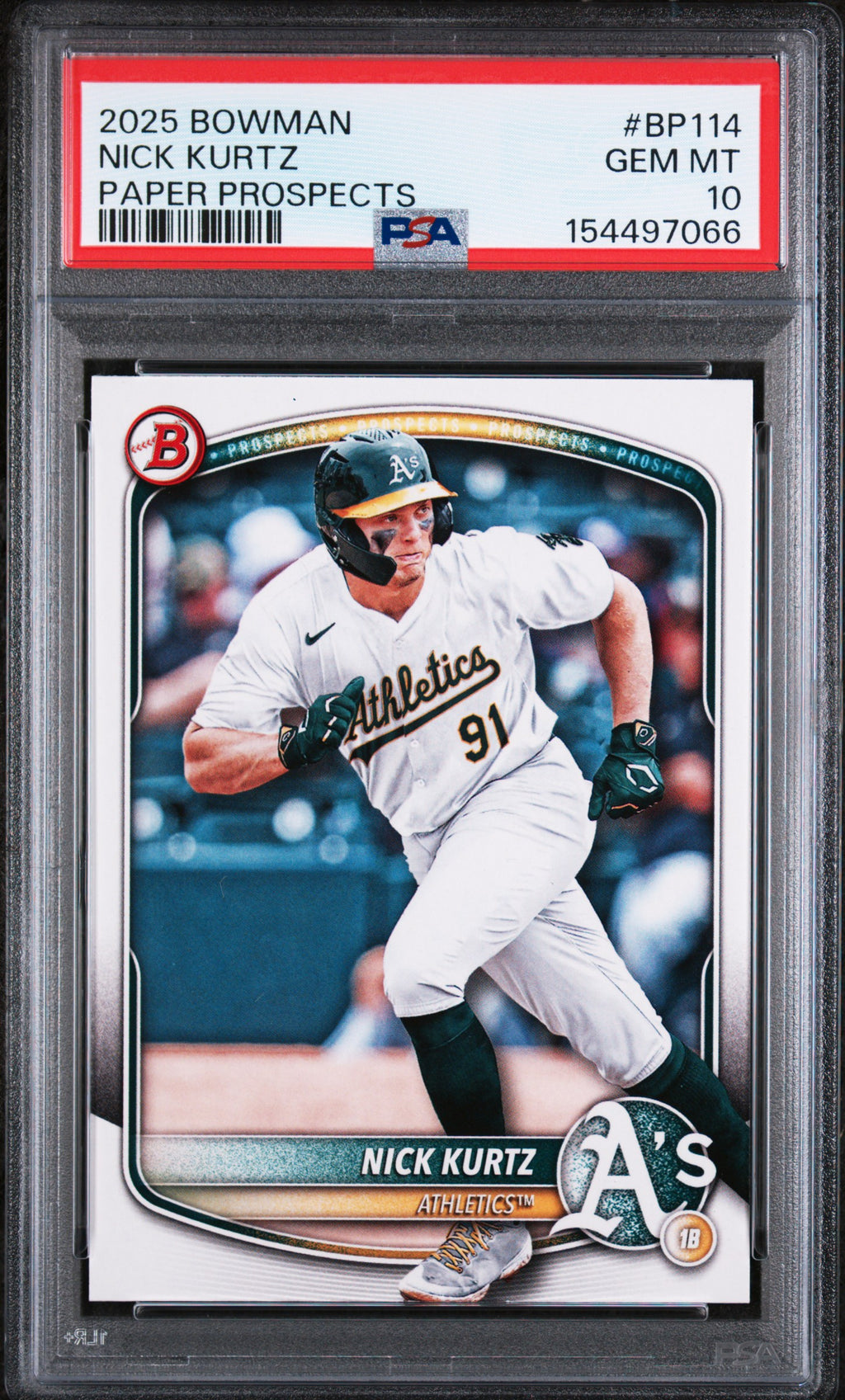 2025 Bowman Paper Prospects #BP114 Nick Kurtz PSA 10