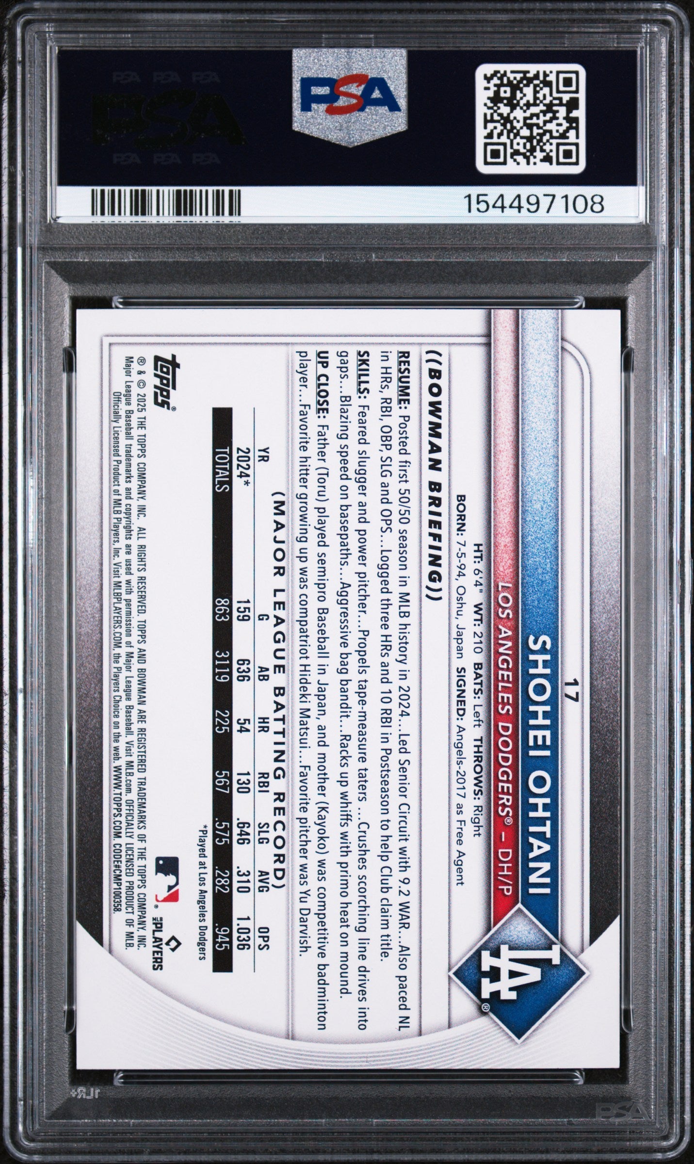 (#97108) 2025 Bowman #17 Shohei Ohtani PSA 10
