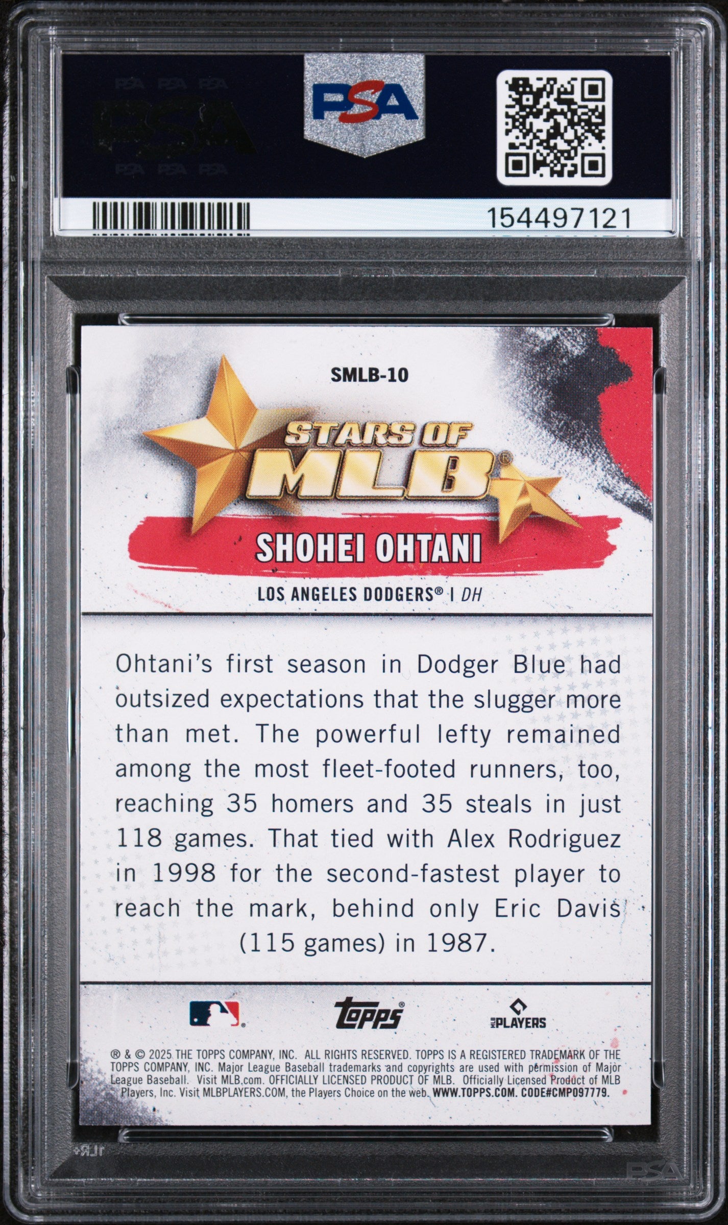 2025 Topps Stars Of Mlb #SMLB10 Shohei Ohtani PSA 10