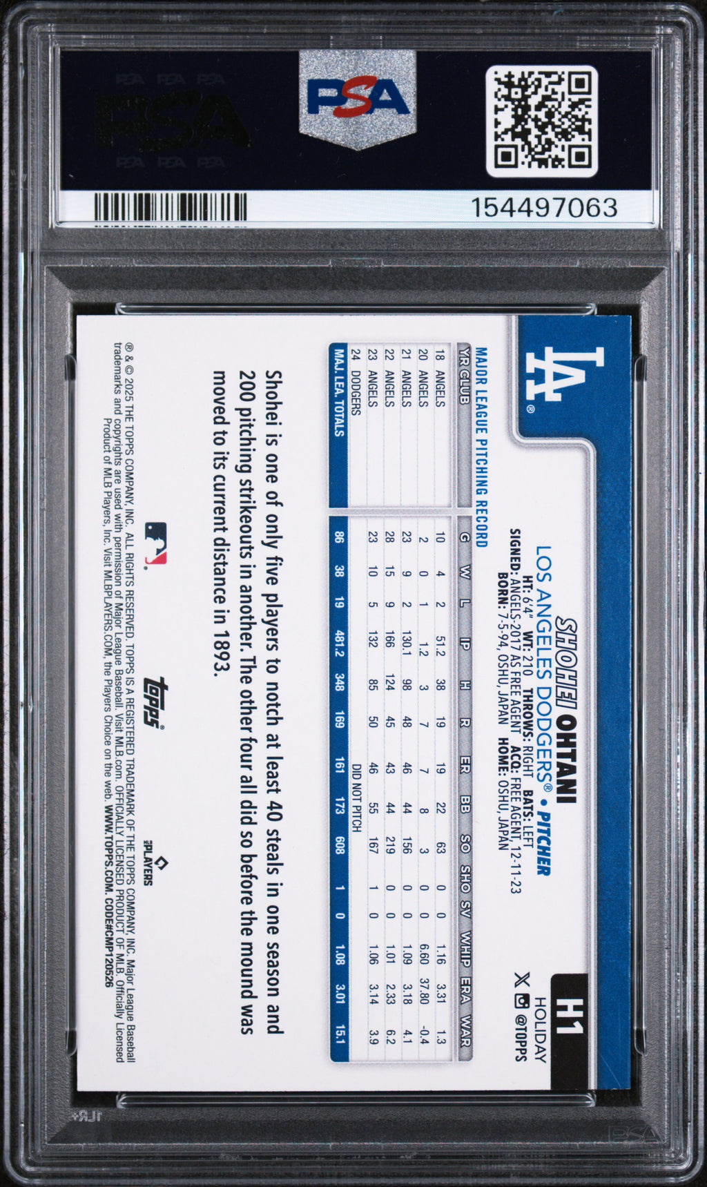 (#97063) 2025 Topps Holiday #H1 Shohei Ohtani PSA 9