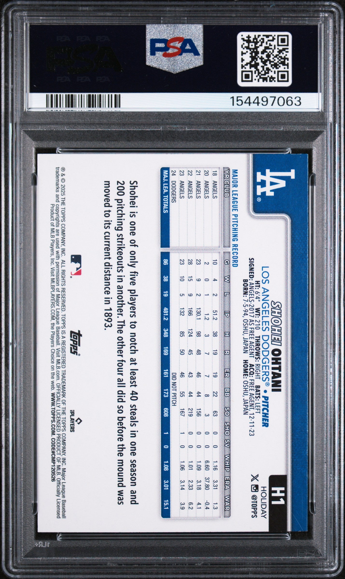 (#97063) 2025 Topps Holiday #H1 Shohei Ohtani PSA 9