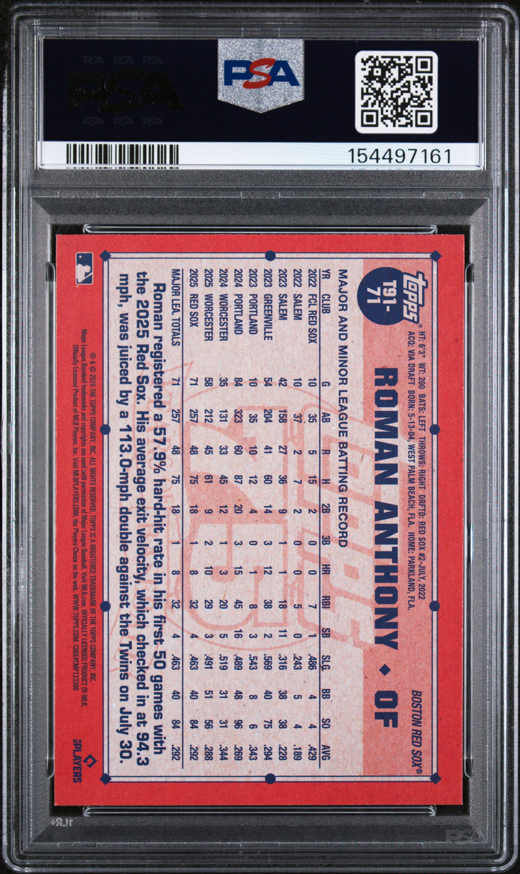 2026 Topps 1991 Topps Baseball #71 Roman Anthony PSA 9