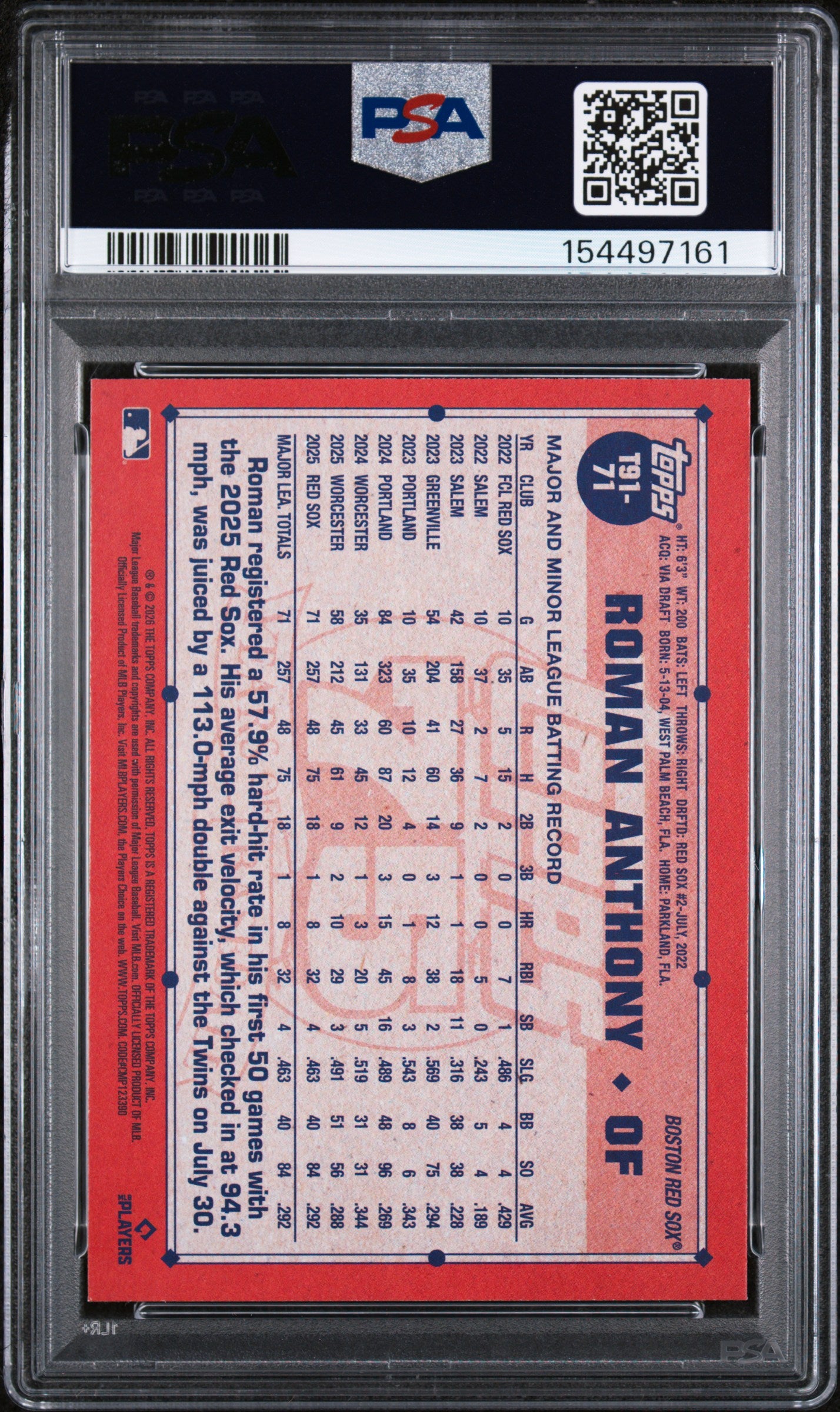 2026 Topps 1991 Topps Baseball #71 Roman Anthony PSA 9