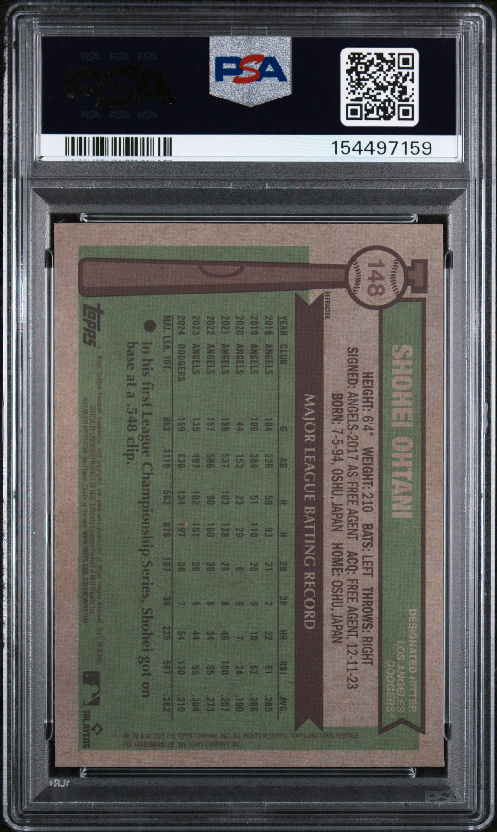 (#97159) Shohei Ohtani 2025 Topps Heritage #148 Chrome-Refractor PSA 9