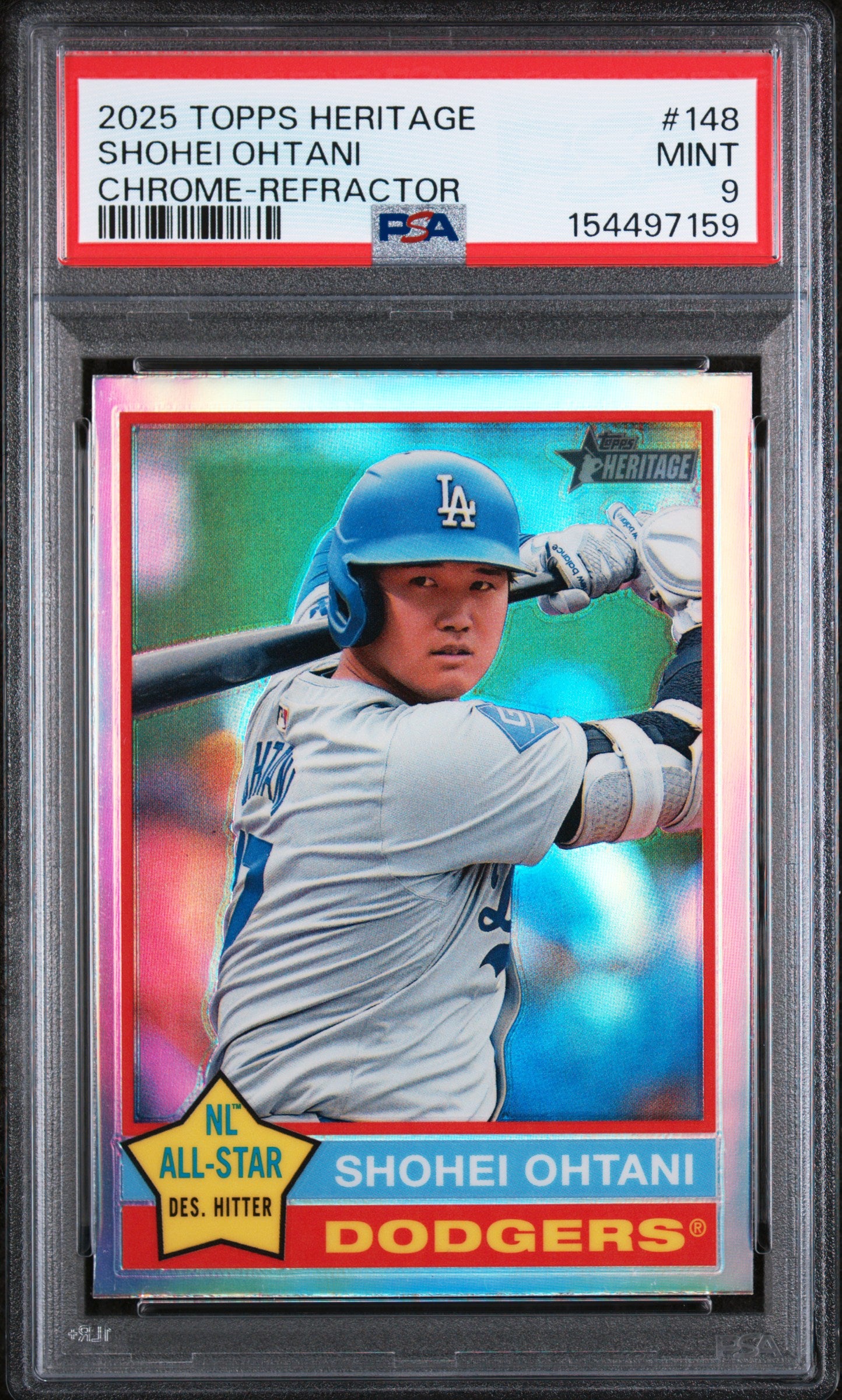 (#97159) Shohei Ohtani 2025 Topps Heritage #148 Chrome-Refractor PSA 9