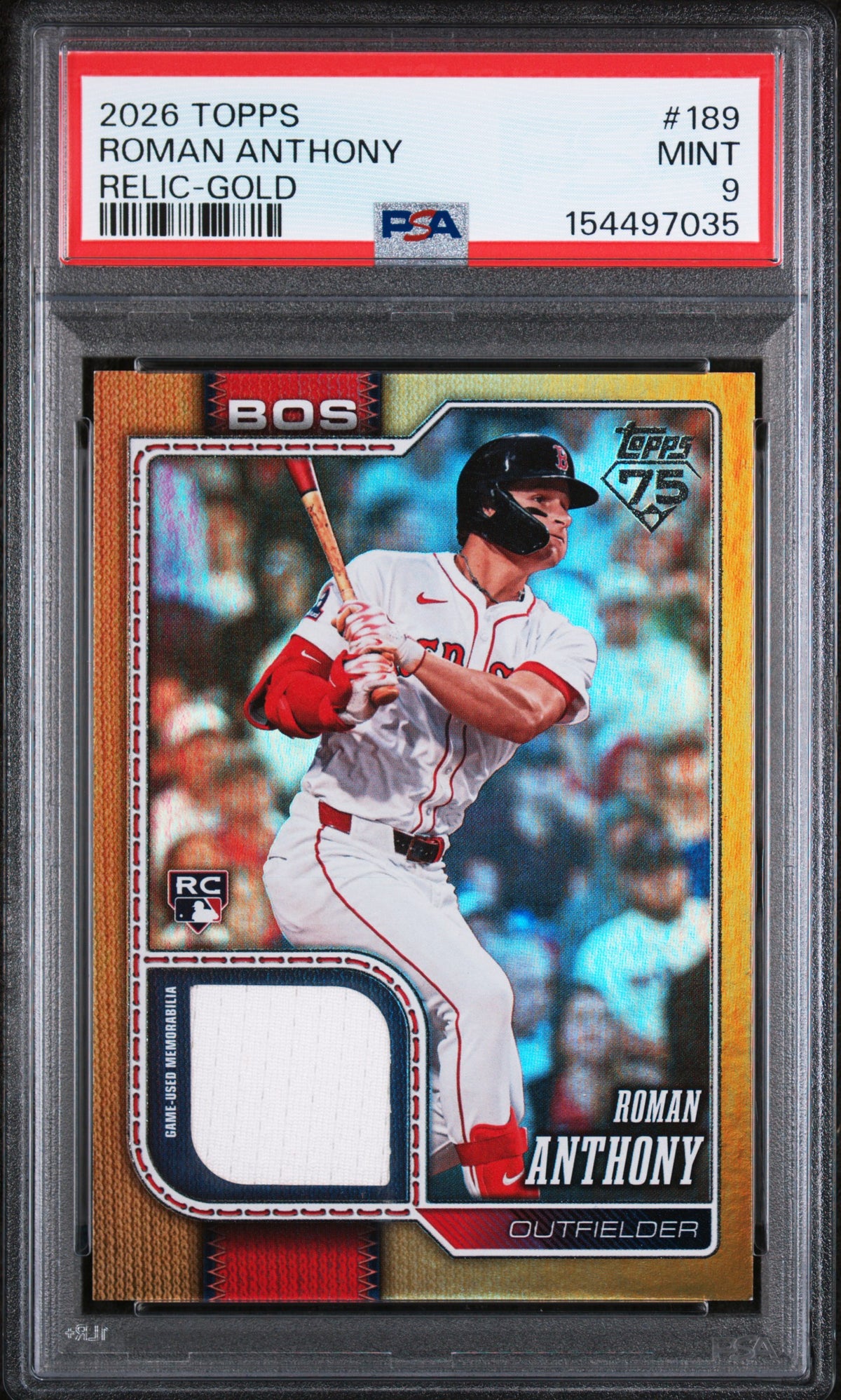 2026 Topps #189 Roman Anthony Relic Gold #36/50 PSA 9
