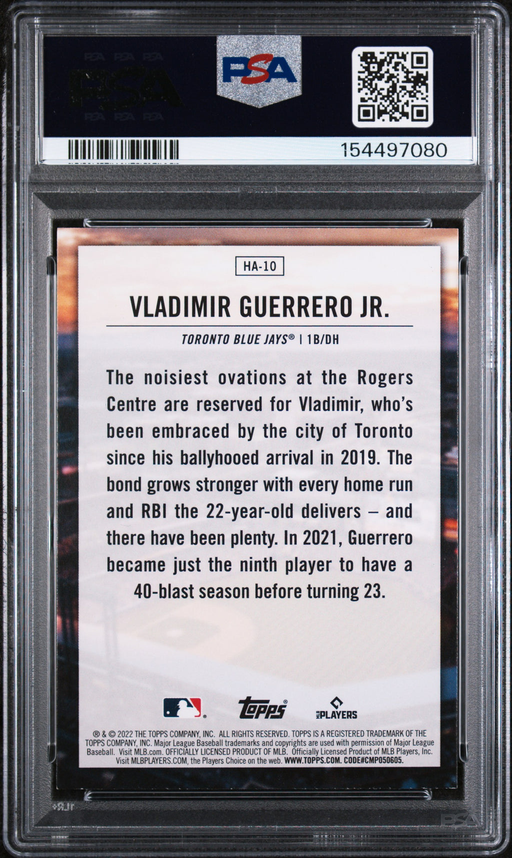 2022 Topps Home Field Advantage #HA10 Vladimir Guerrero Jr. PSA 8
