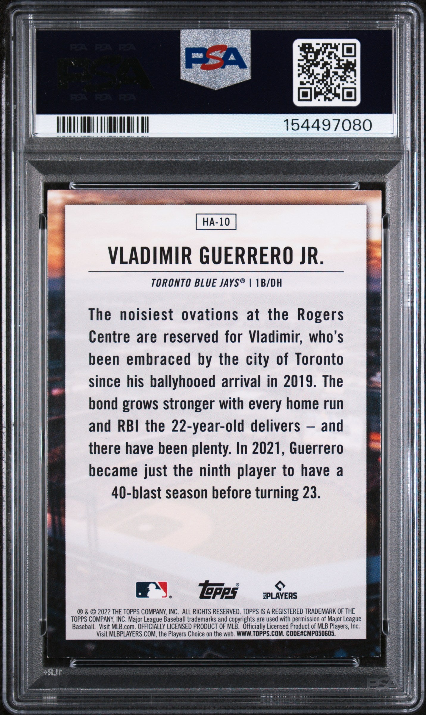 2022 Topps Home Field Advantage #HA10 Vladimir Guerrero Jr. PSA 8