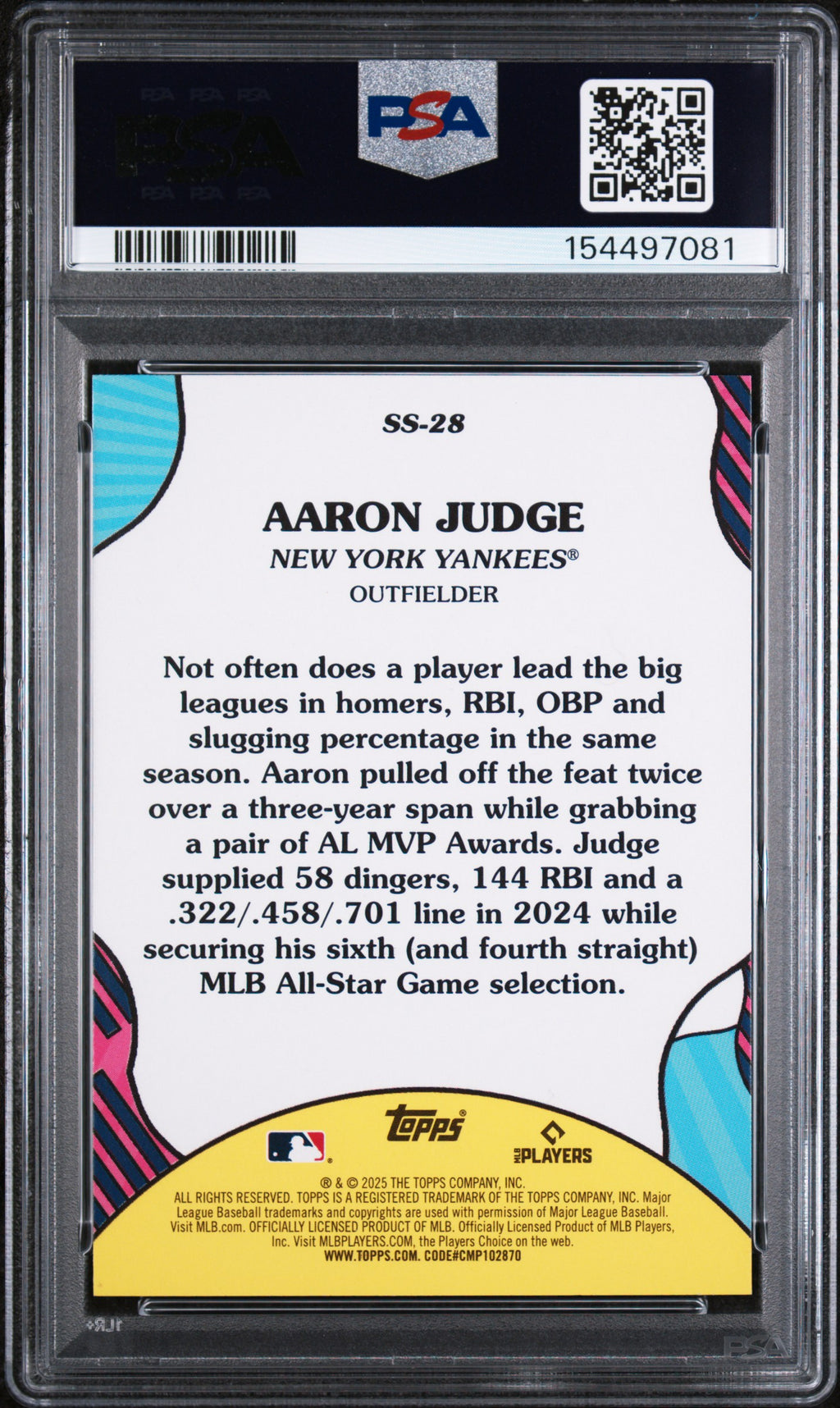 2025 Topps Summer Superstars #SS28 Aaron Judge PSA 9
