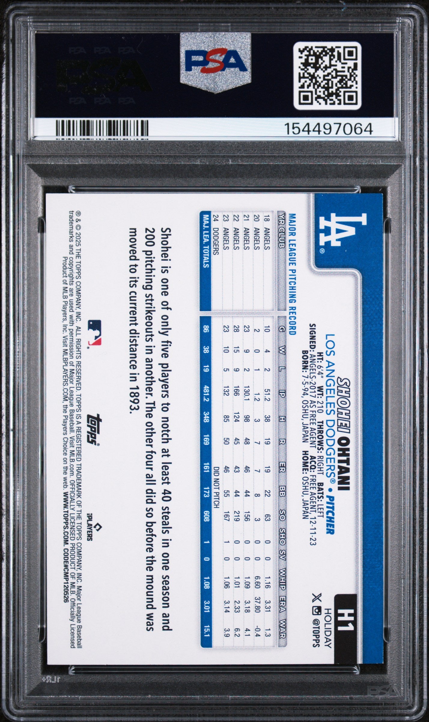 (#97064) Shohei Ohtani 2025 Topps Holiday #H1 Holiday Lights PSA 9