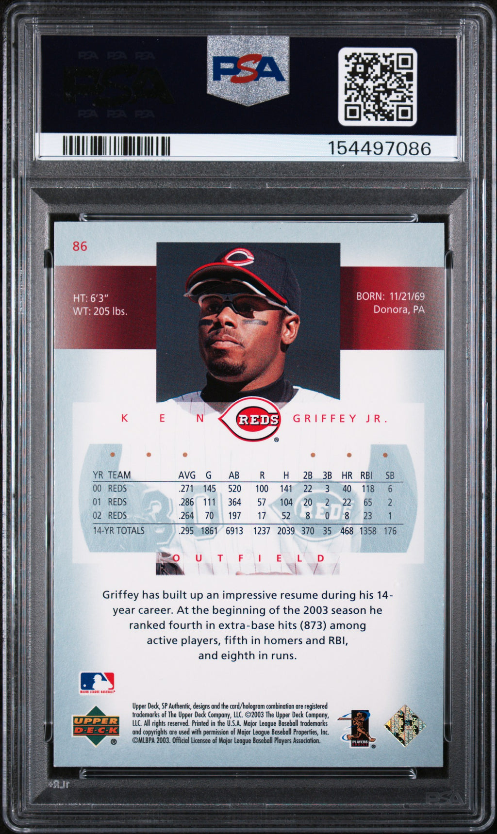 (#97086) 2003 SP Authentic #86 Ken Griffey Jr. PSA 9