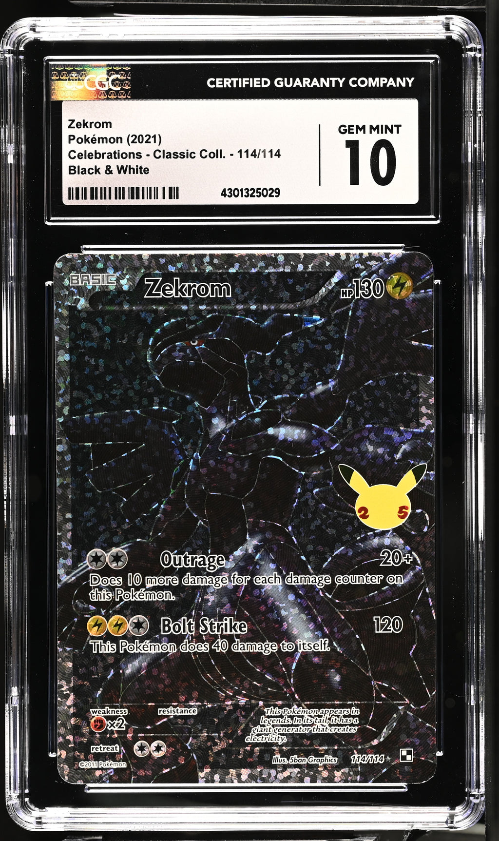 2021 Celebrations - Classic Coll. #114/114 Zekrom CGC 10