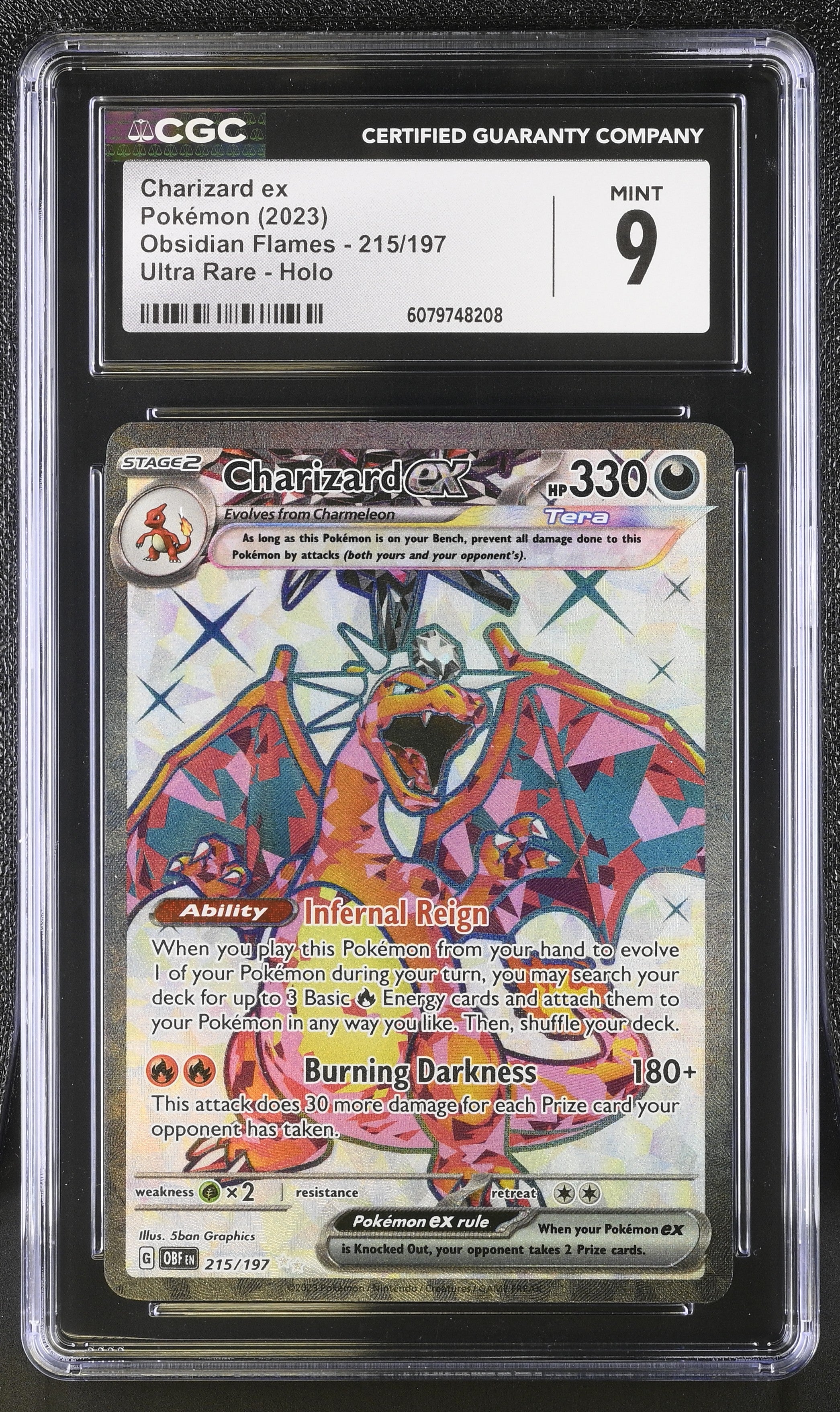 2023 Obsidian Flames #215/197 Charizard ex CGC 9
