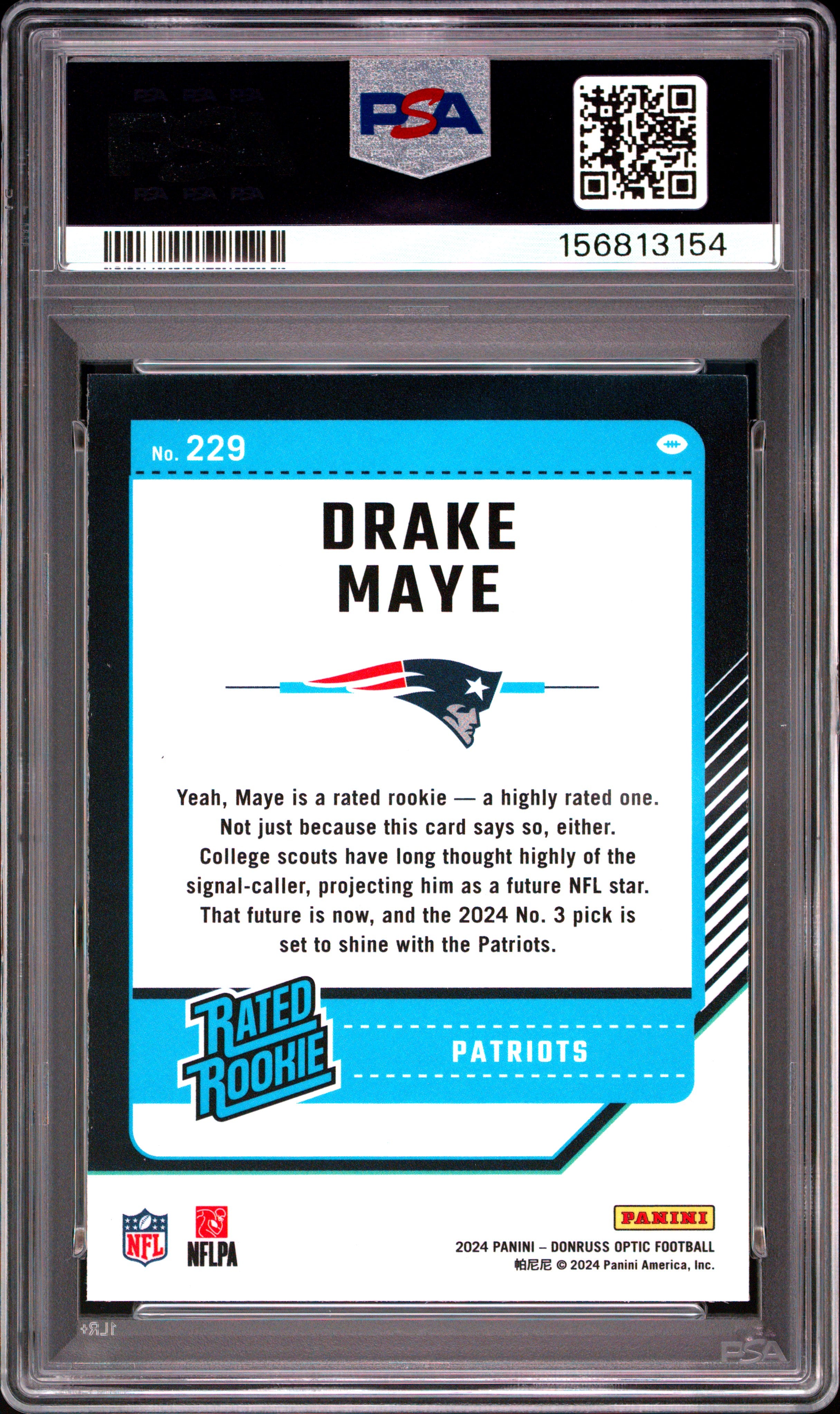 2024 Panini Donruss Optic #229 Drake Maye PSA 10