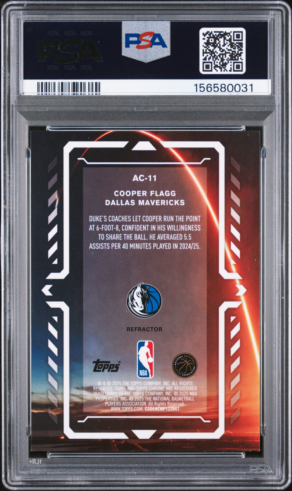 2025 Topps Chrome Activators #AC-11 Cooper Flagg Activators-Refractor PSA 10