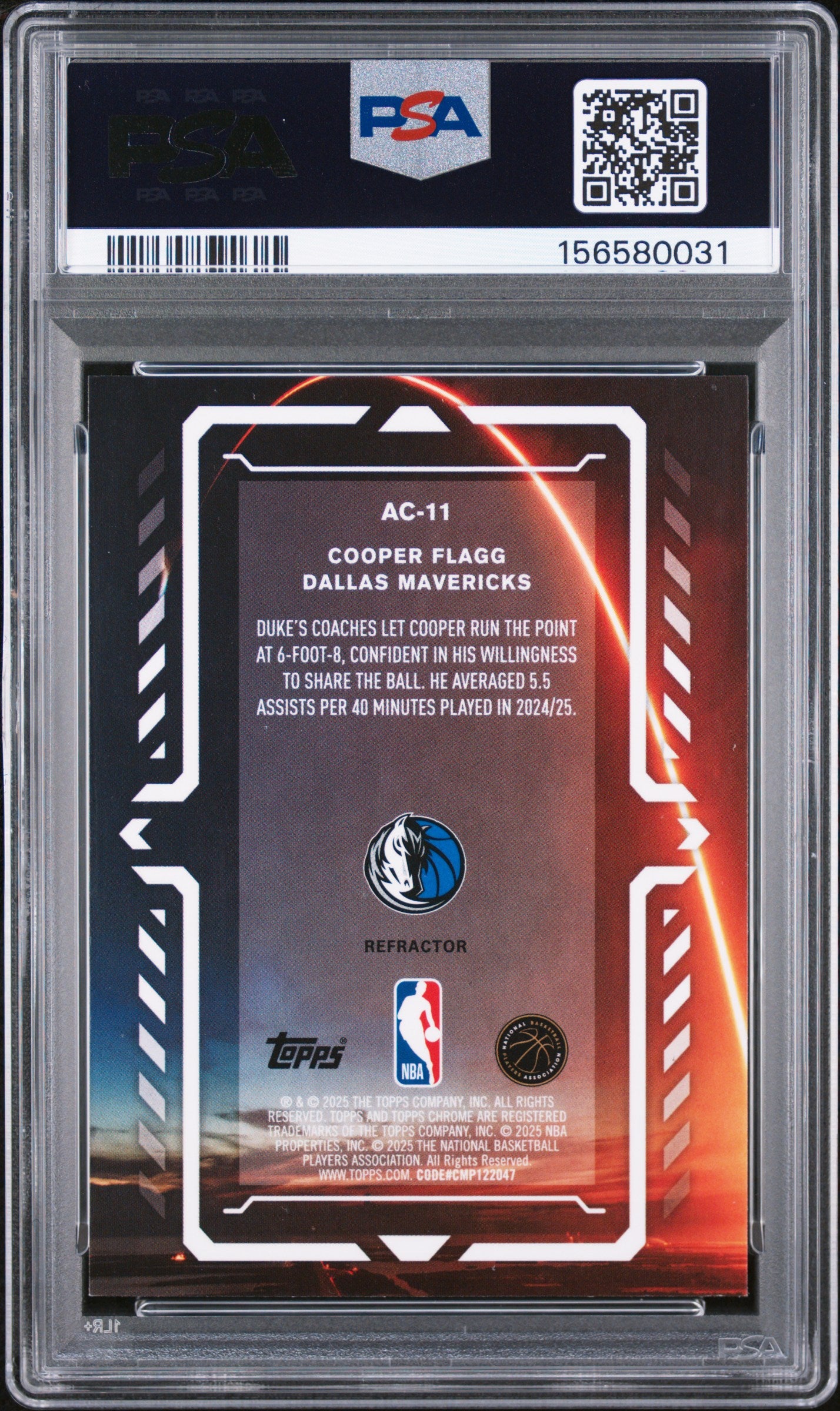 2025 Topps Chrome Activators #AC-11 Cooper Flagg Activators-Refractor PSA 10