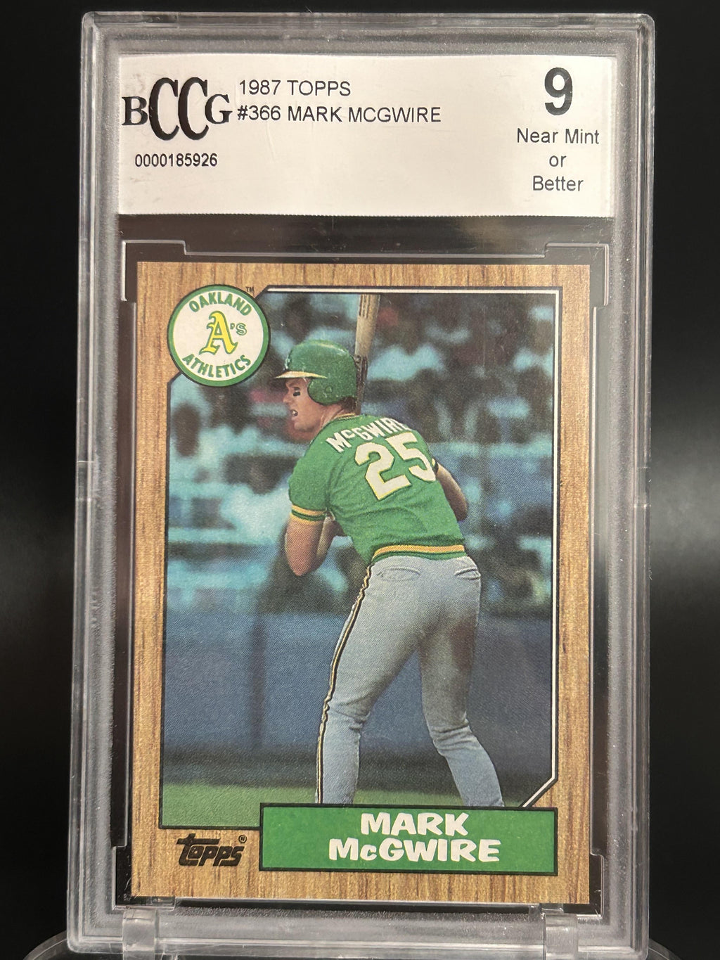 1987 Topps #366 Mark McGwire BCCG 9