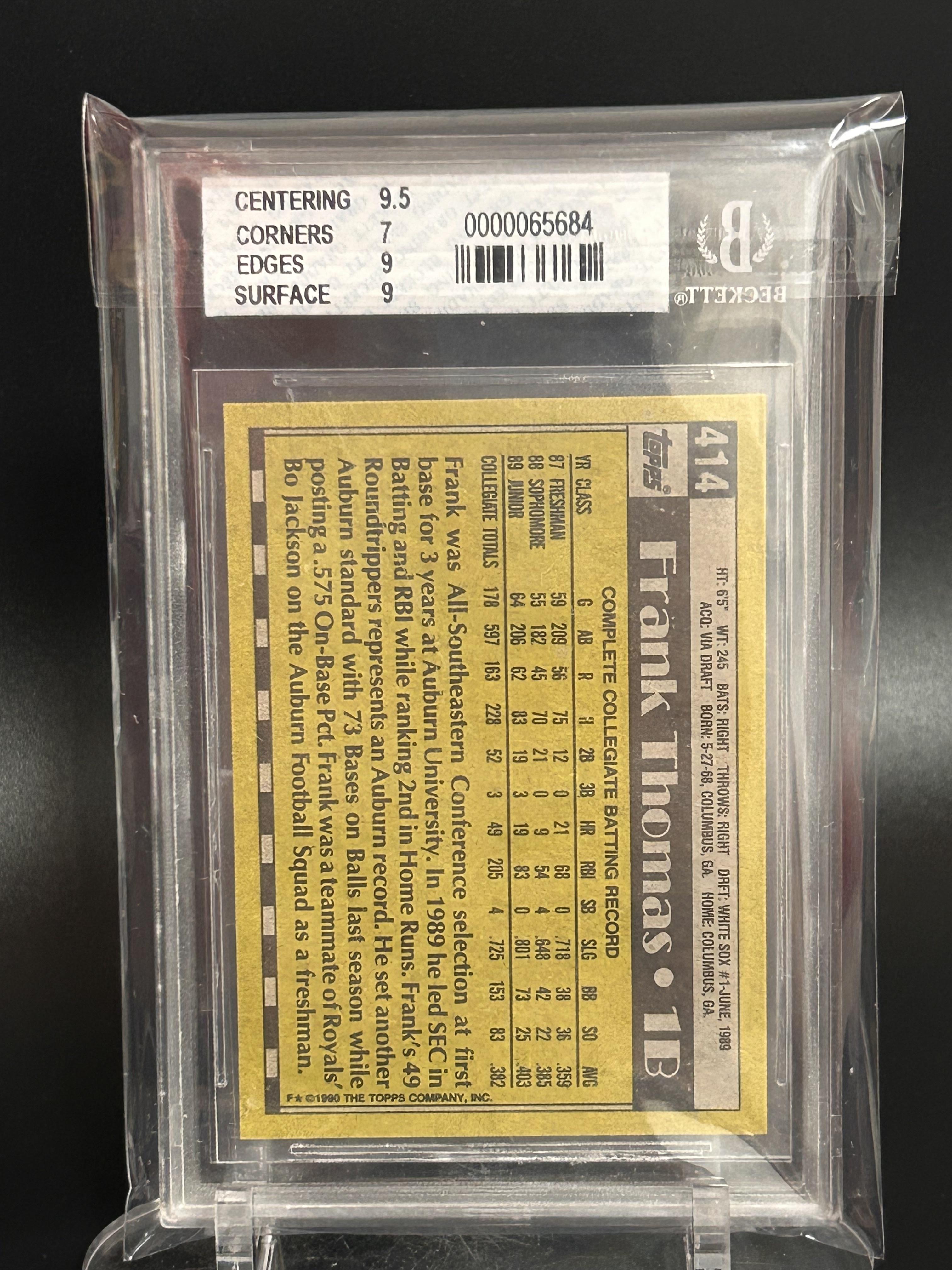 1990 Topps #414B F. Thomas FDP COR BGS 7.5