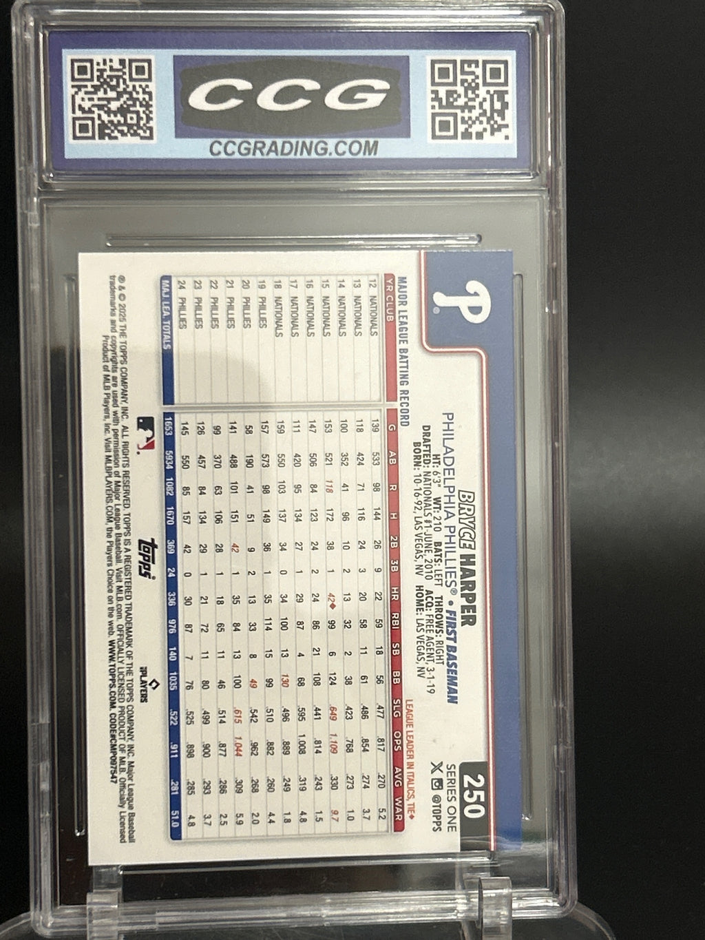 2025 Topps #250 Bryce Harper BCCG 10
