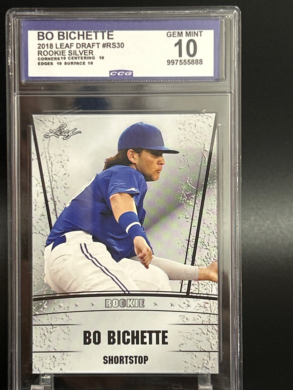 2018 Leaf Draft #RS-30 Bo Bichette Rookie Silver BCCG 10