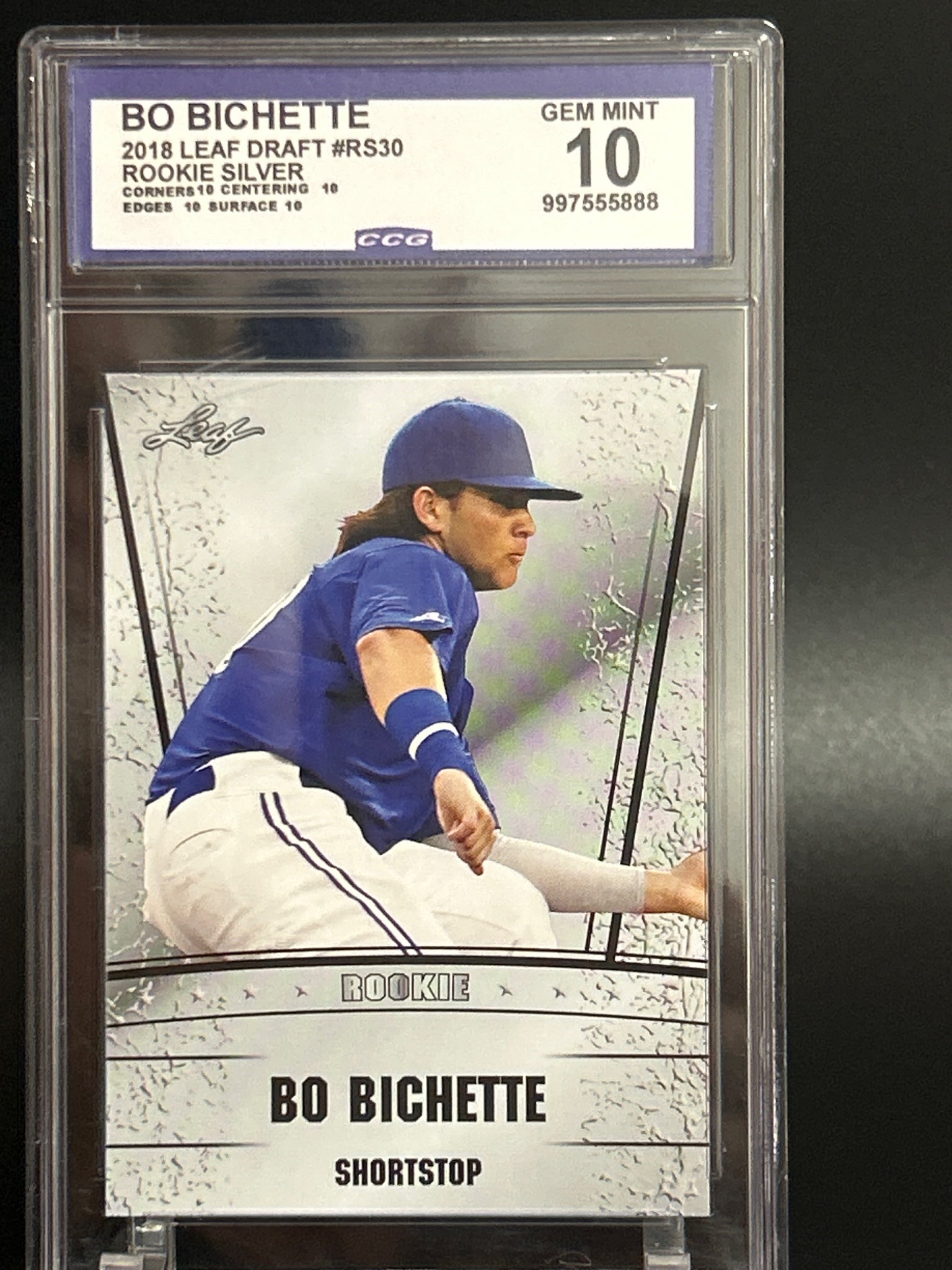2018 Leaf Draft #RS-30 Bo Bichette Rookie Silver BCCG 10