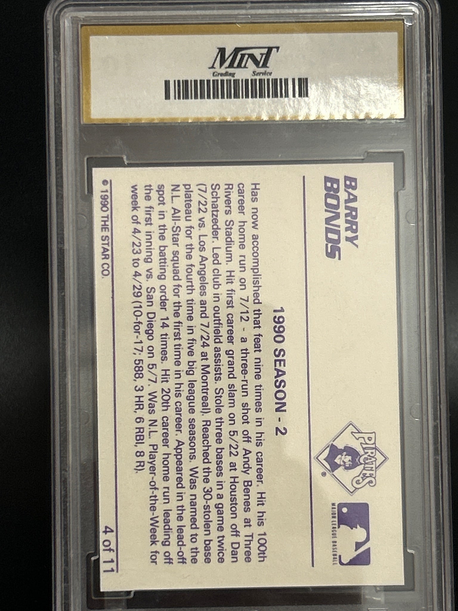 1990 Star Barry Bonds #4 Barry Bonds MNT 10