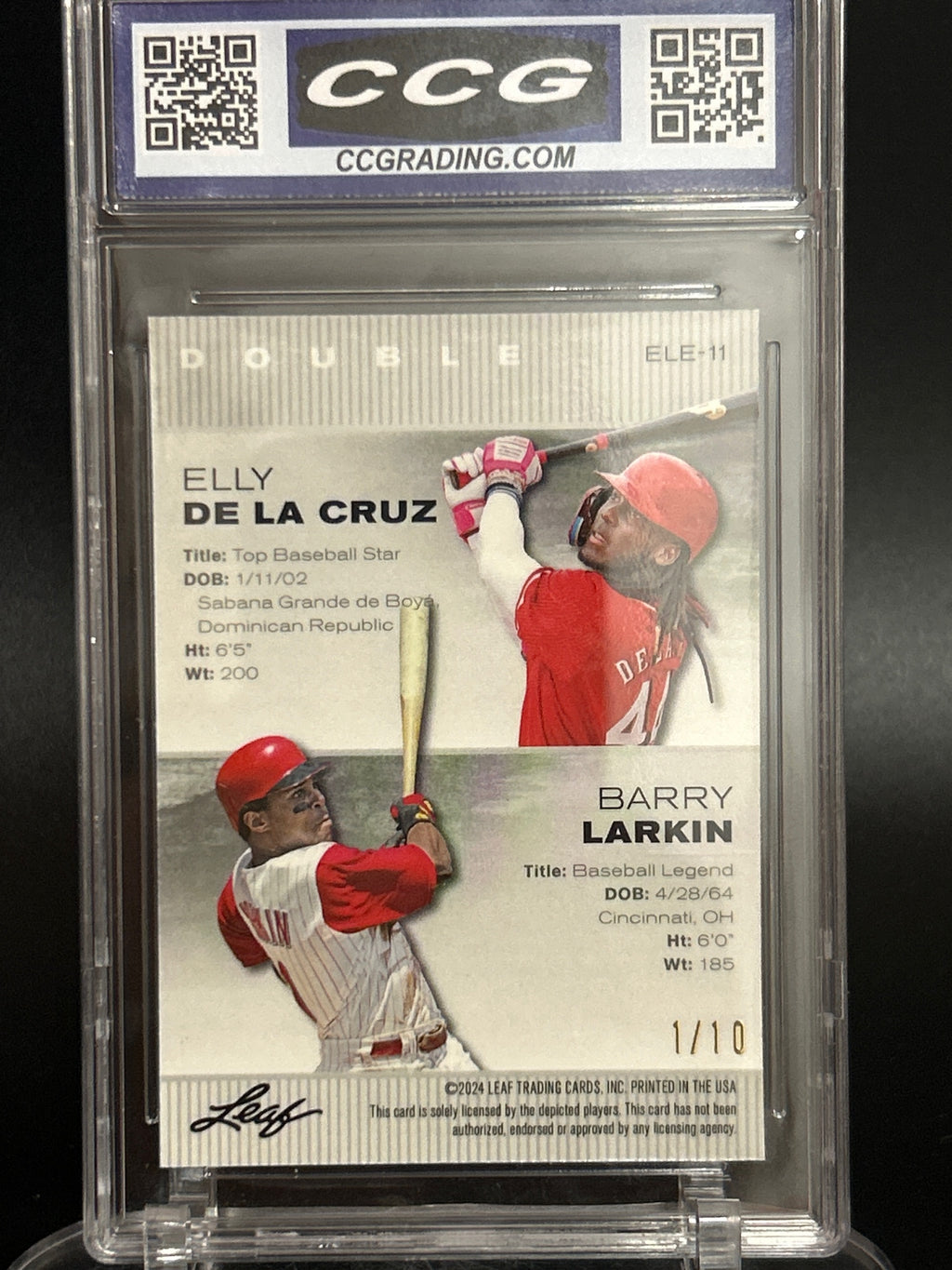 2024 Leaf Sp Rel Legend Achievement #ELE-11 De La Cruz/Larkin Pulsar Pink CCG 10