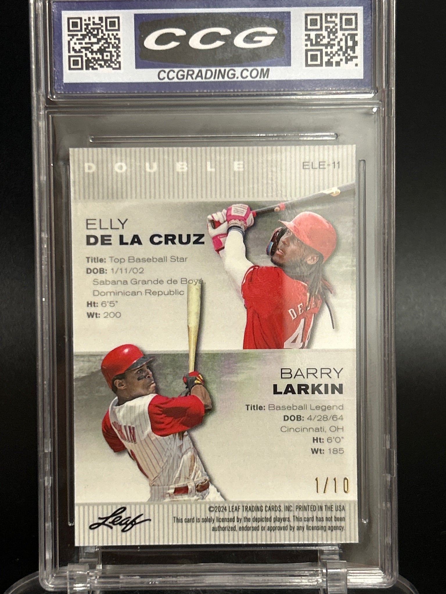 2024 Leaf Sp Rel Legend Achievement #ELE-11 De La Cruz/Larkin Pulsar Pink CCG 10