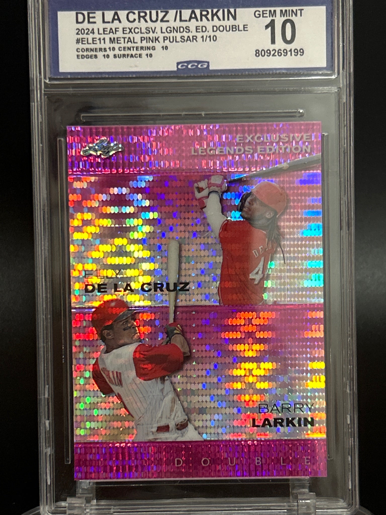 2024 Leaf Sp Rel Legend Achievement #ELE-11 De La Cruz/Larkin Pulsar Pink CCG 10