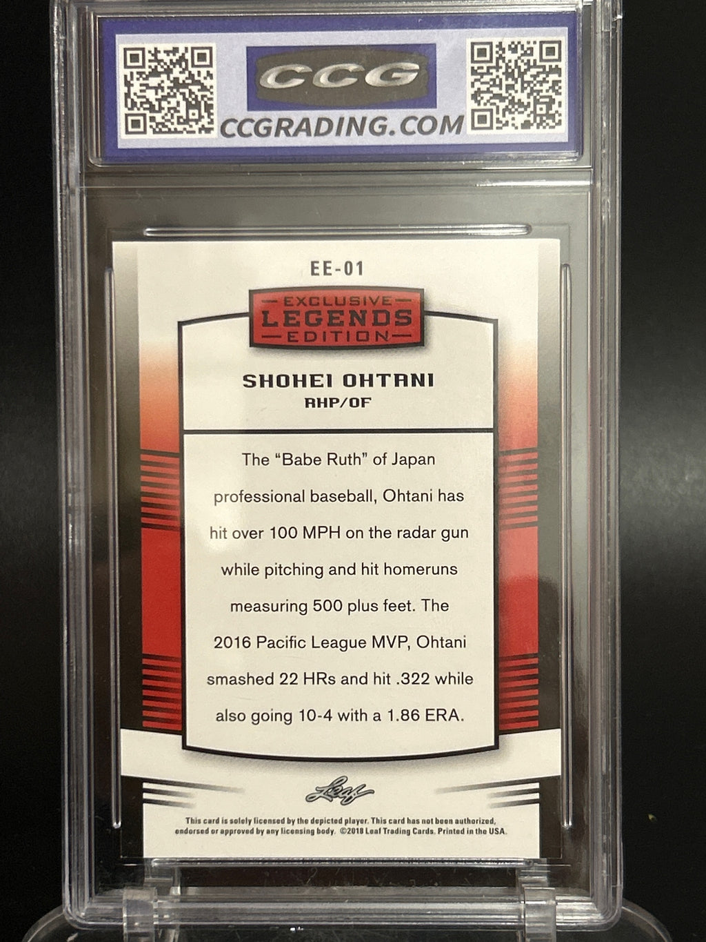 2018 Leaf #EE-01 Shohei Ohtani BCCG 10