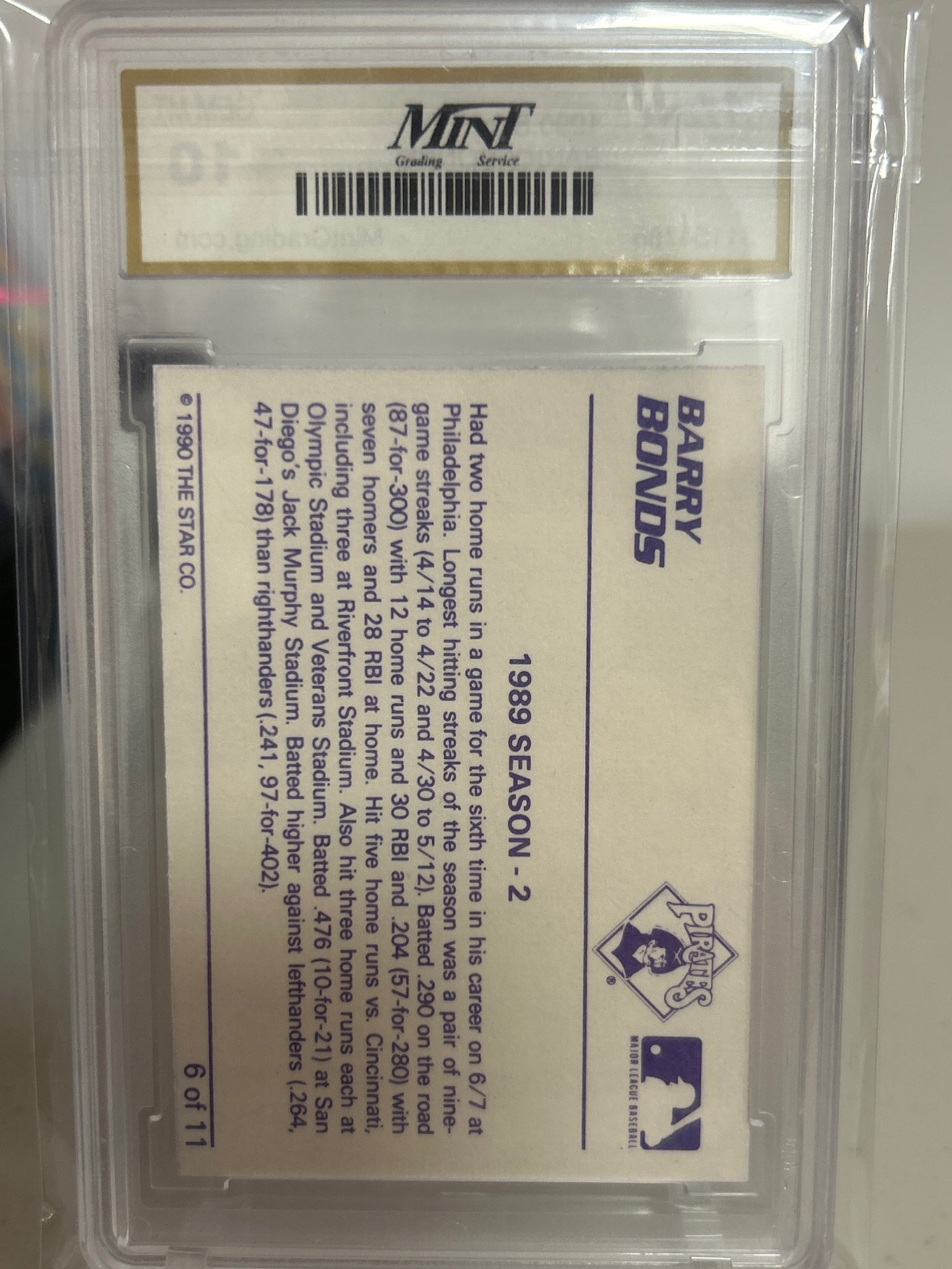 1990 Star Barry Bonds #6 Barry Bonds MNT 10