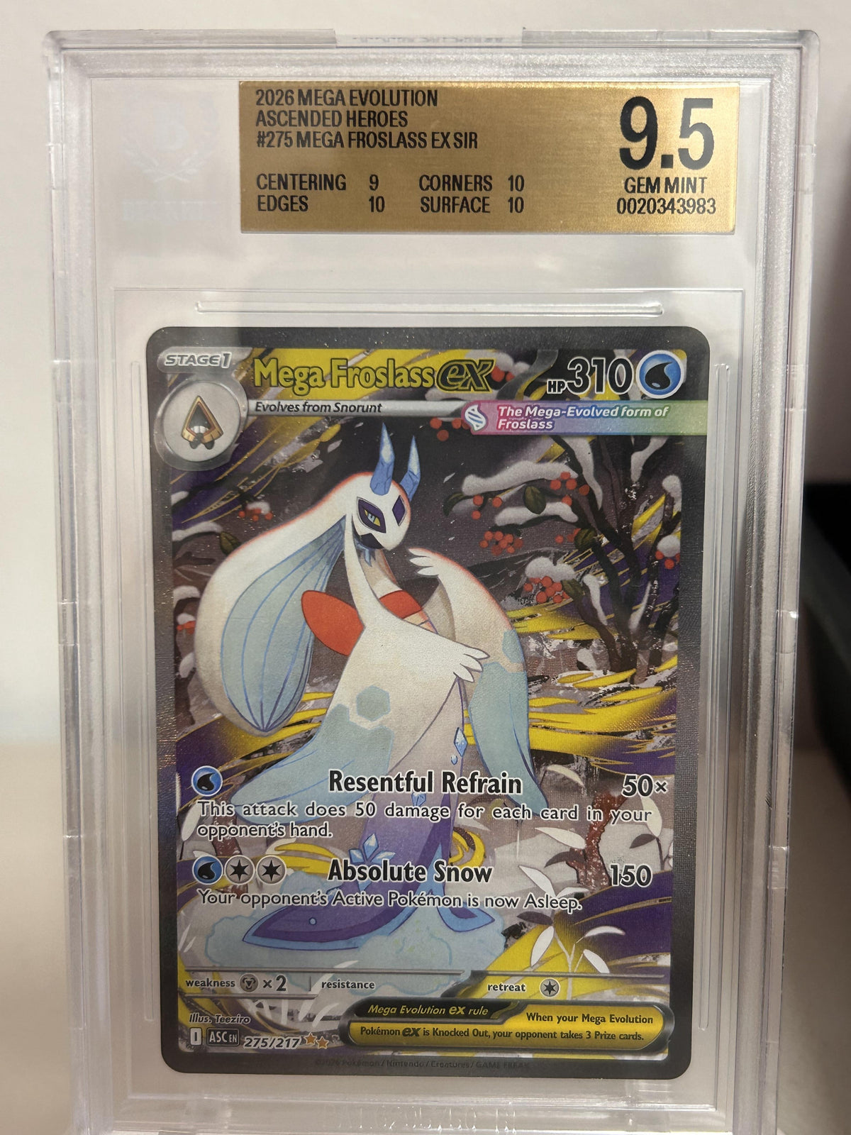 2026 Pokemon TCG MegEv Ascended Heroes #275 Mega Froslass ex SIR BGS 9.5