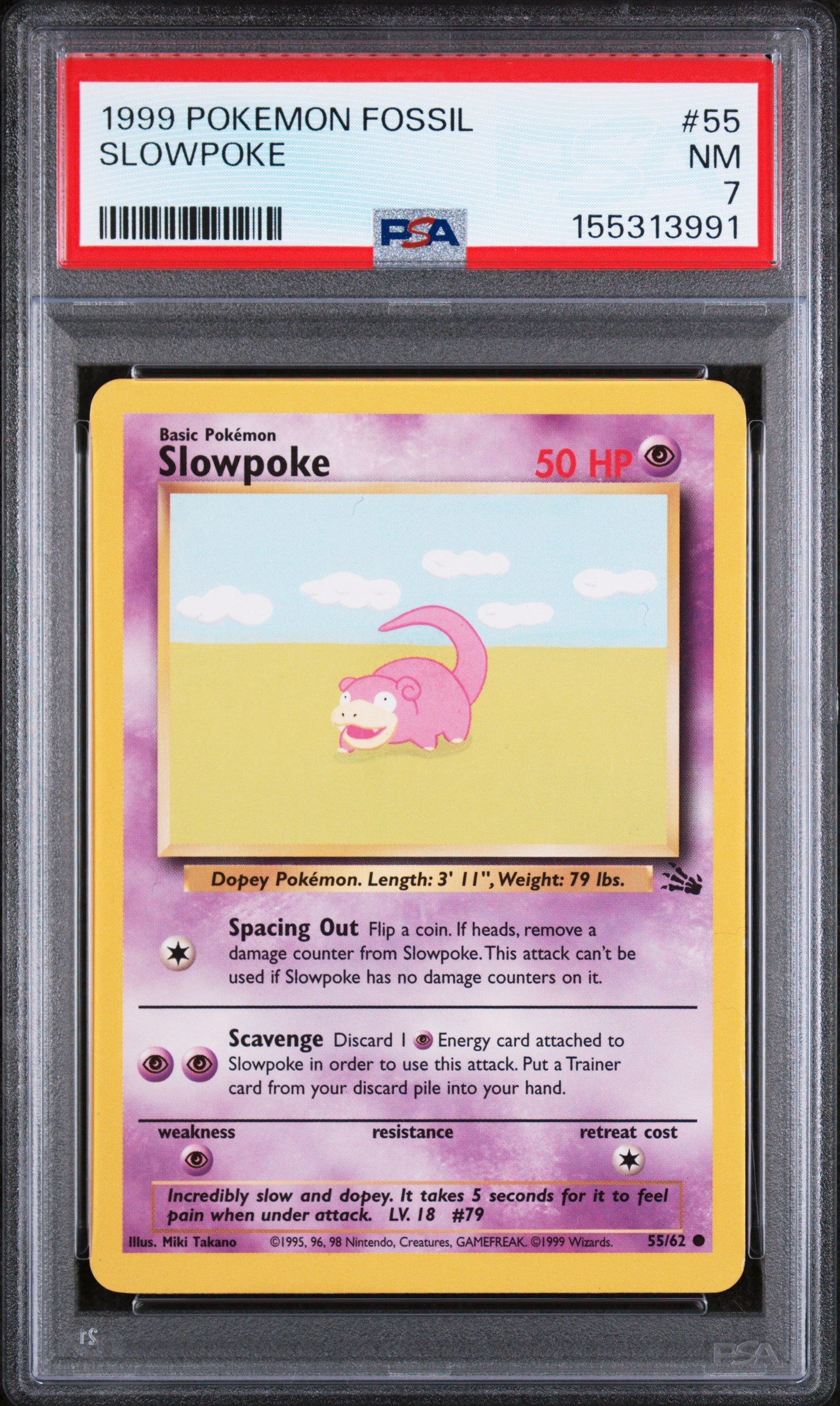 1999 Pokemon Fossil #55 Slowpoke PSA 7