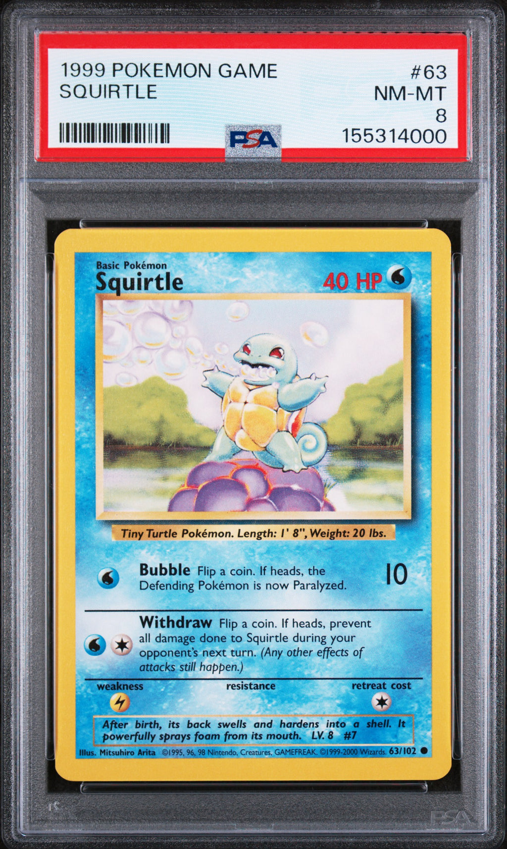 1999 Pokemon Game #63 Squirtle PSA 8
