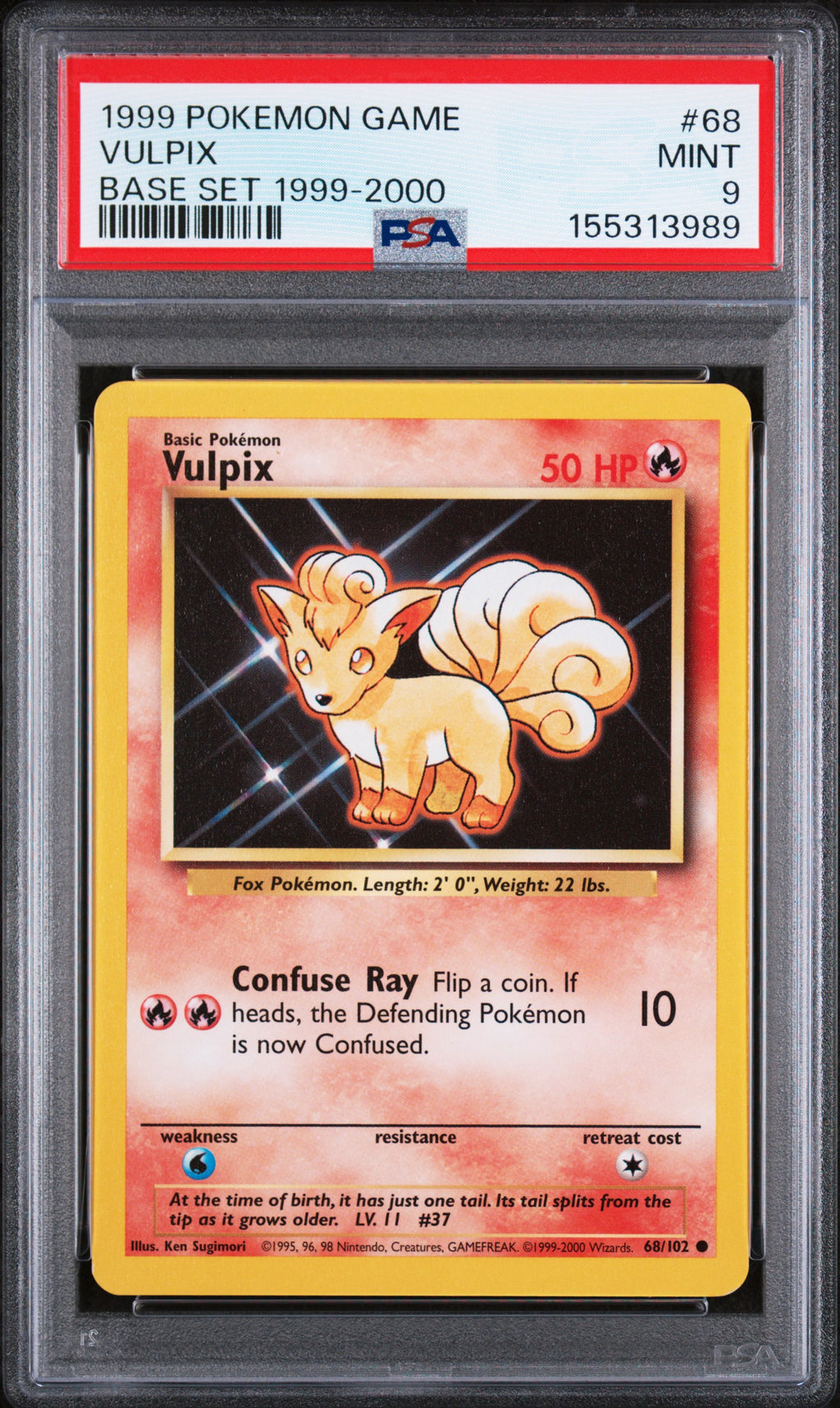1999 Pokemon Game #68 Vulpix 1999-2000 Copyright PSA 9