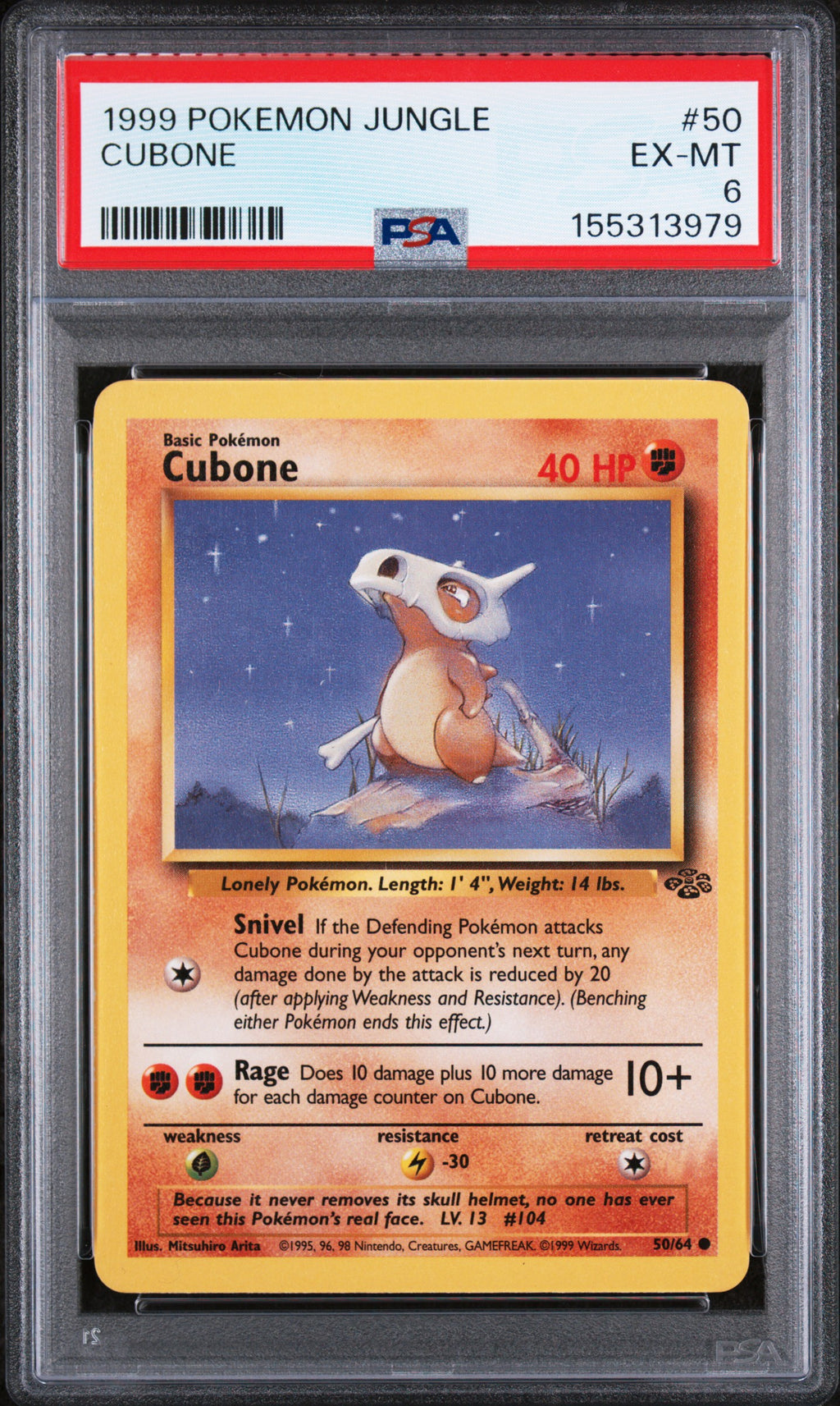 1999 Pokemon Jungle #50 Cubone PSA 6