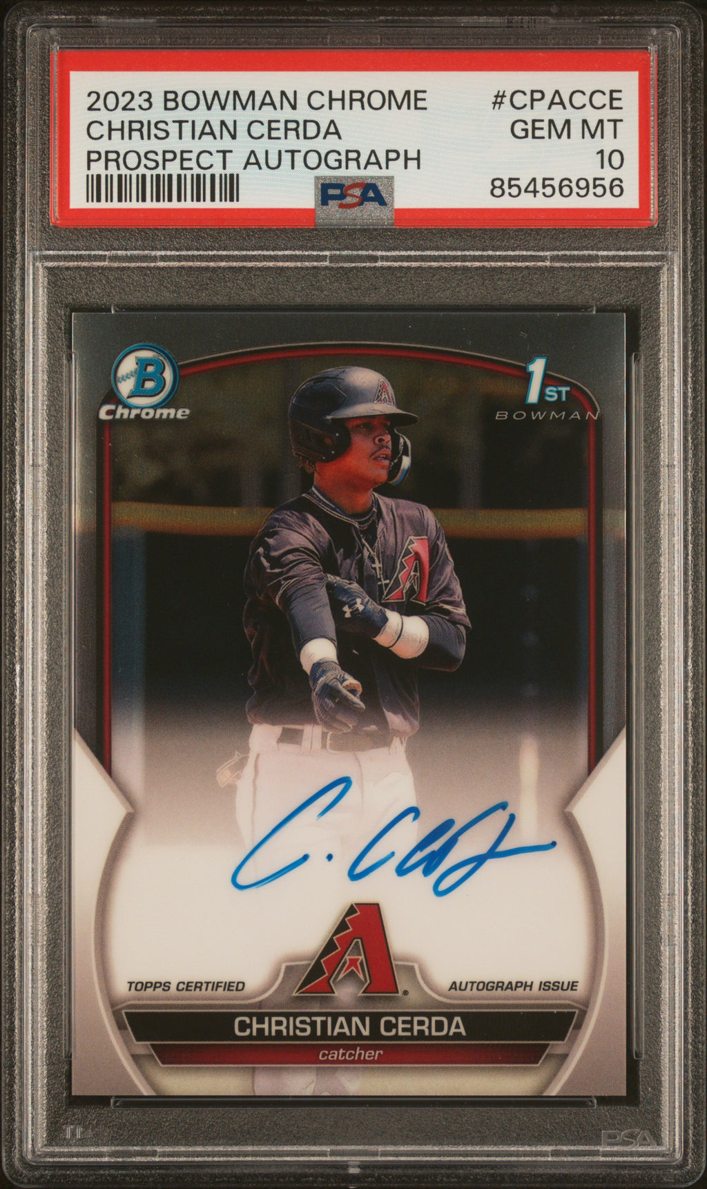 2023 Bowman Chrome Prospect Autographs #CPACCE Christian Cerda PSA 10