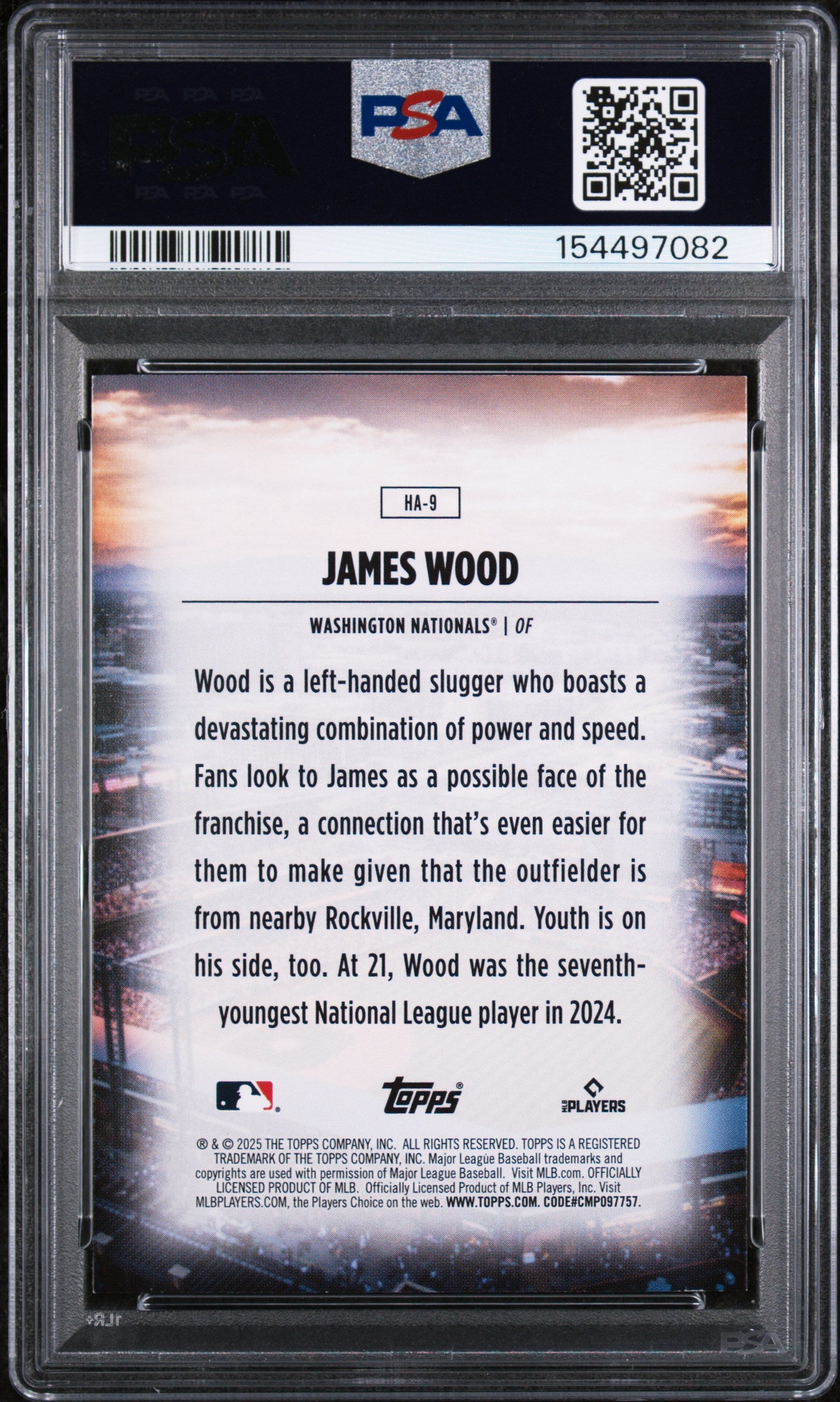 2025 Topps James Wood Home Field Advantage PSA 9
