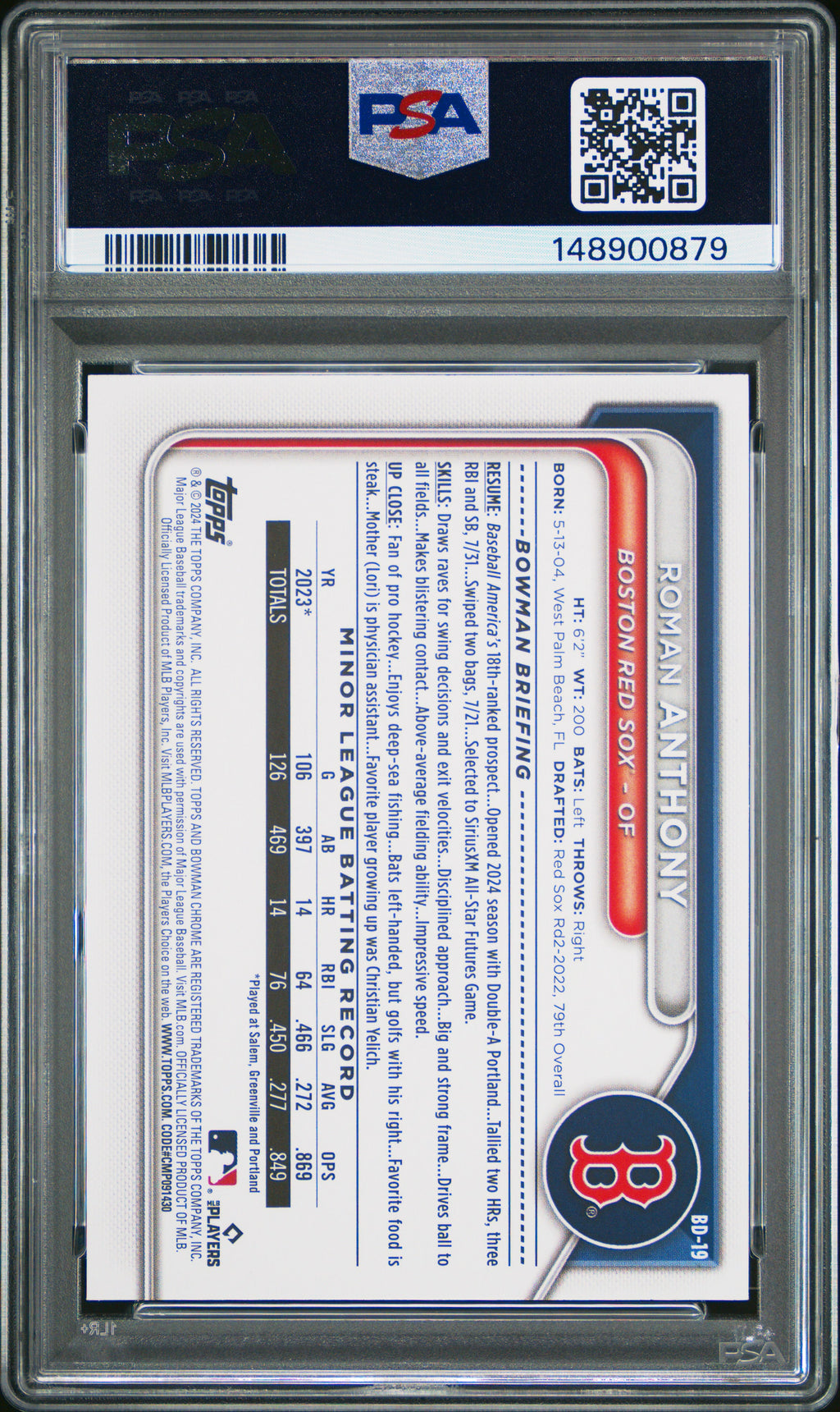 2024 Bowman Draft #BD19 Roman Anthony PSA 10