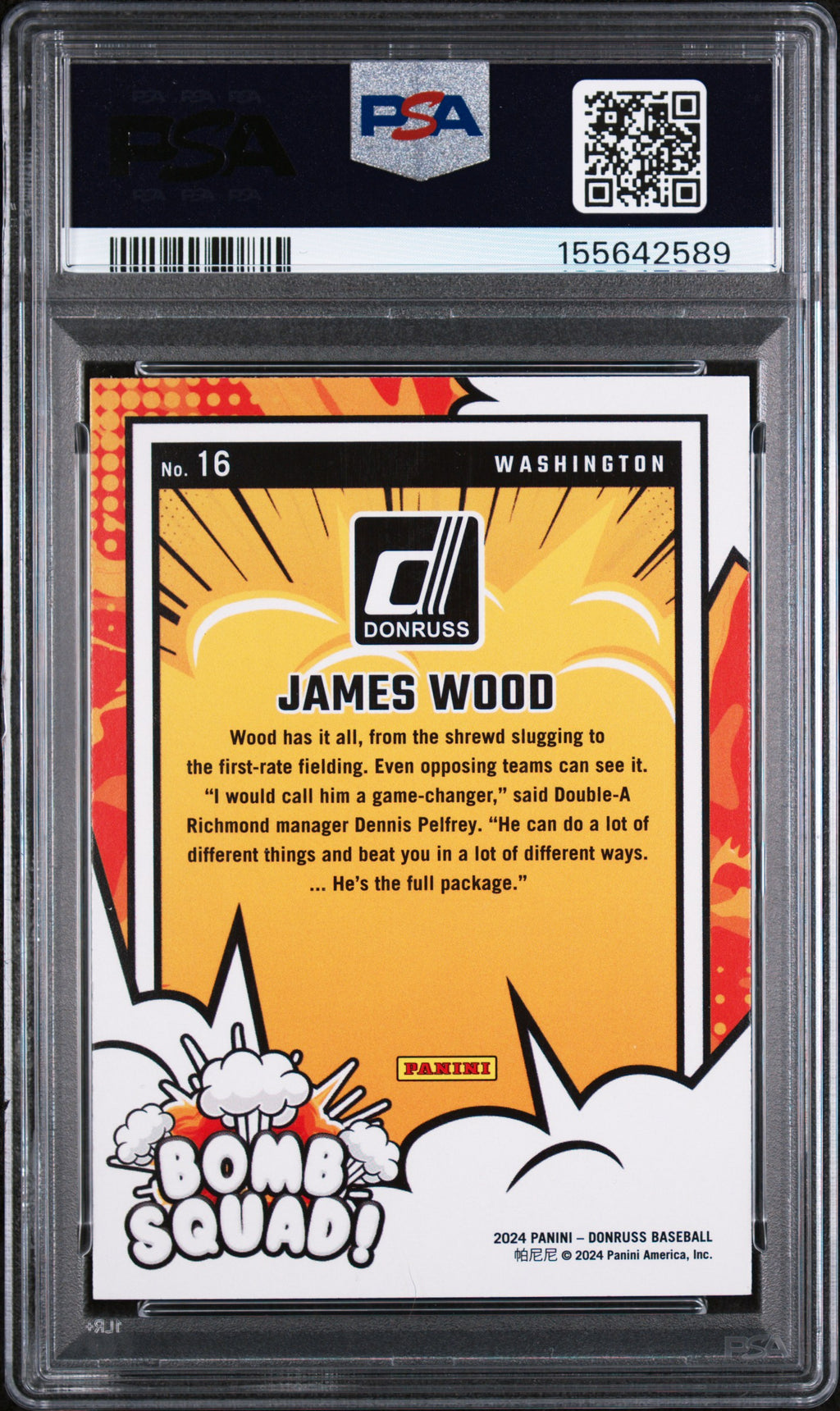 2024 Panini Donruss Bomb Squad #16 James Wood PSA 7