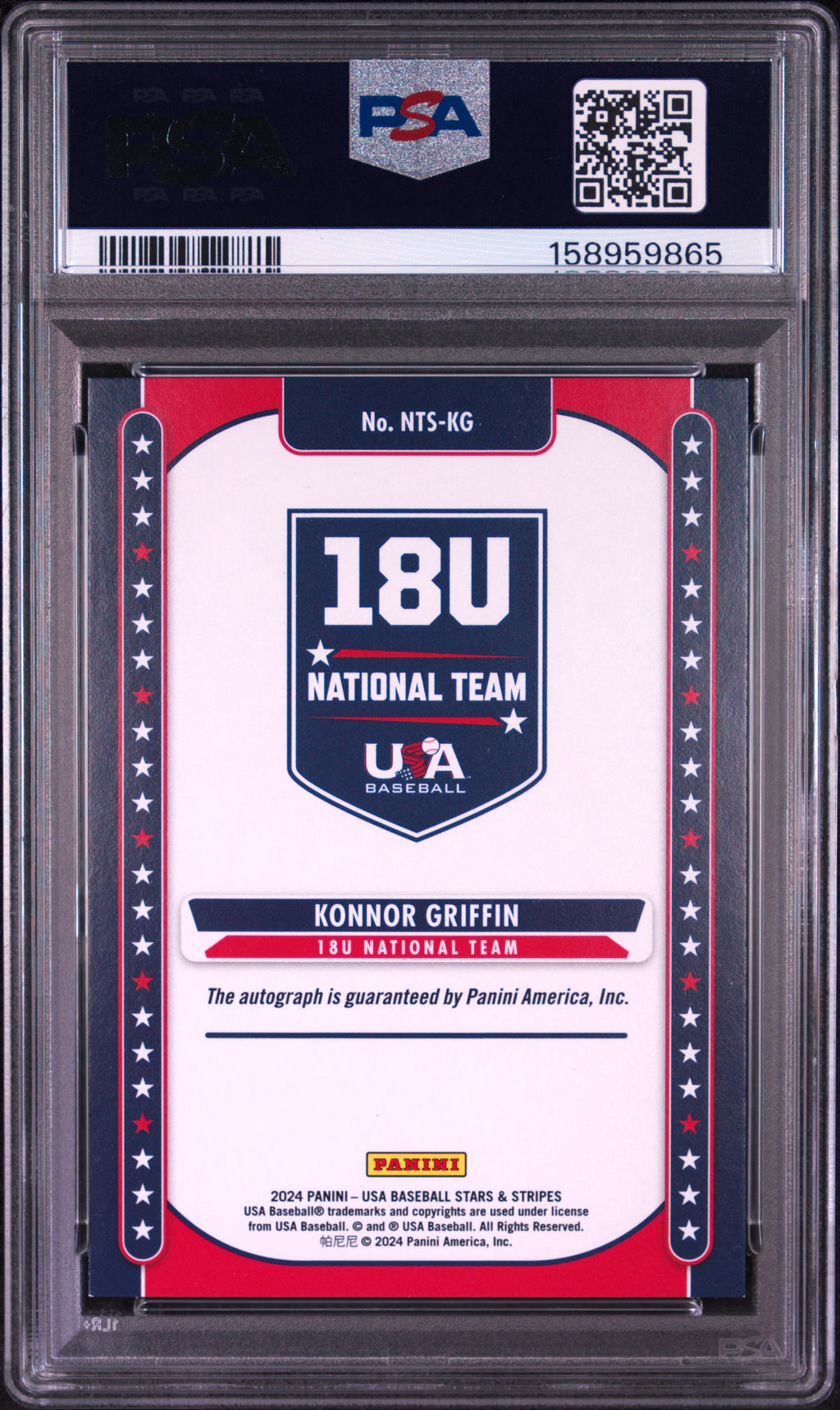 2024 Panini Stars & Stripes Usa National Team Signatures Konnor Griffin PSA 7