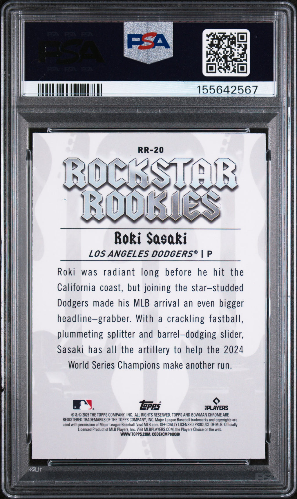 2025 Bowman Rockstar Rookies #RR20 Roki Sasaki Rockstar Rookies PSA 10