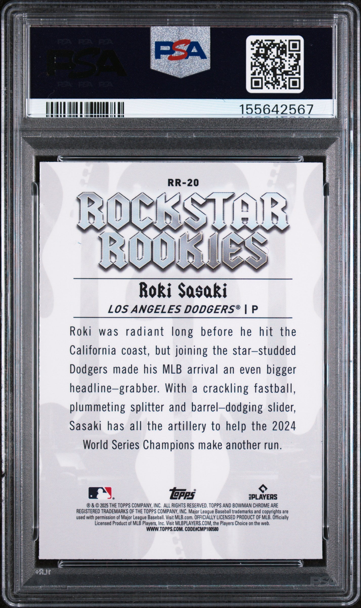 2025 Bowman Rockstar Rookies #RR20 Roki Sasaki Rockstar Rookies PSA 10