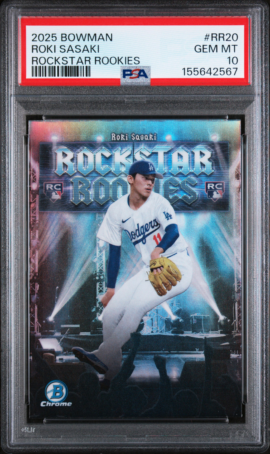 2025 Bowman Rockstar Rookies #RR20 Roki Sasaki Rockstar Rookies PSA 10