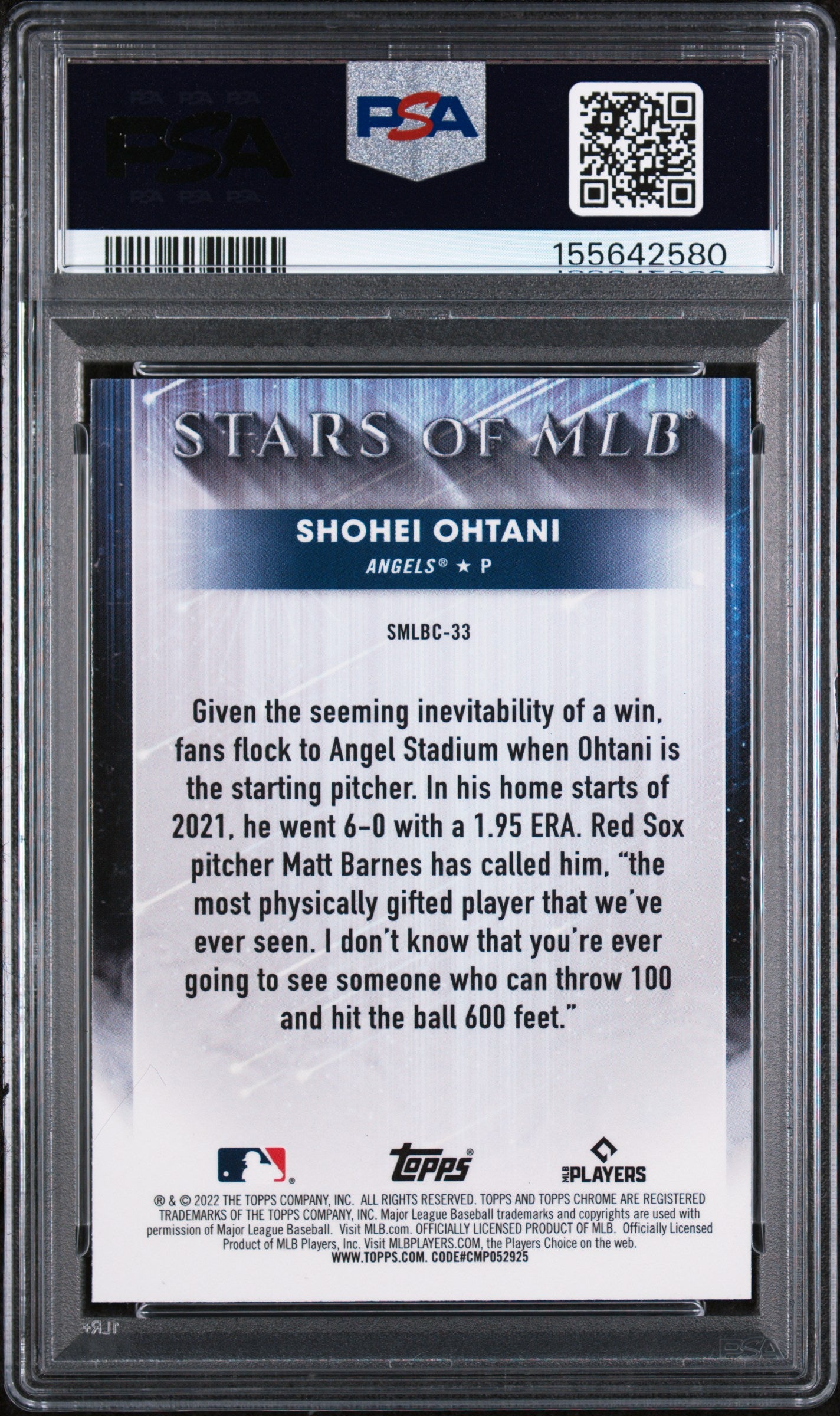 2022 Topps Stars Of Mlb #SMLBC33 Shohei Ohtani Stars Of Mlb-Sr.2-Chrome PSA 10