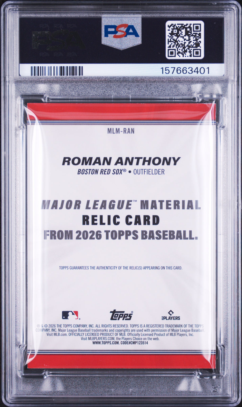 2026 Topps Major League Material #RAN Roman Anthony PSA 8