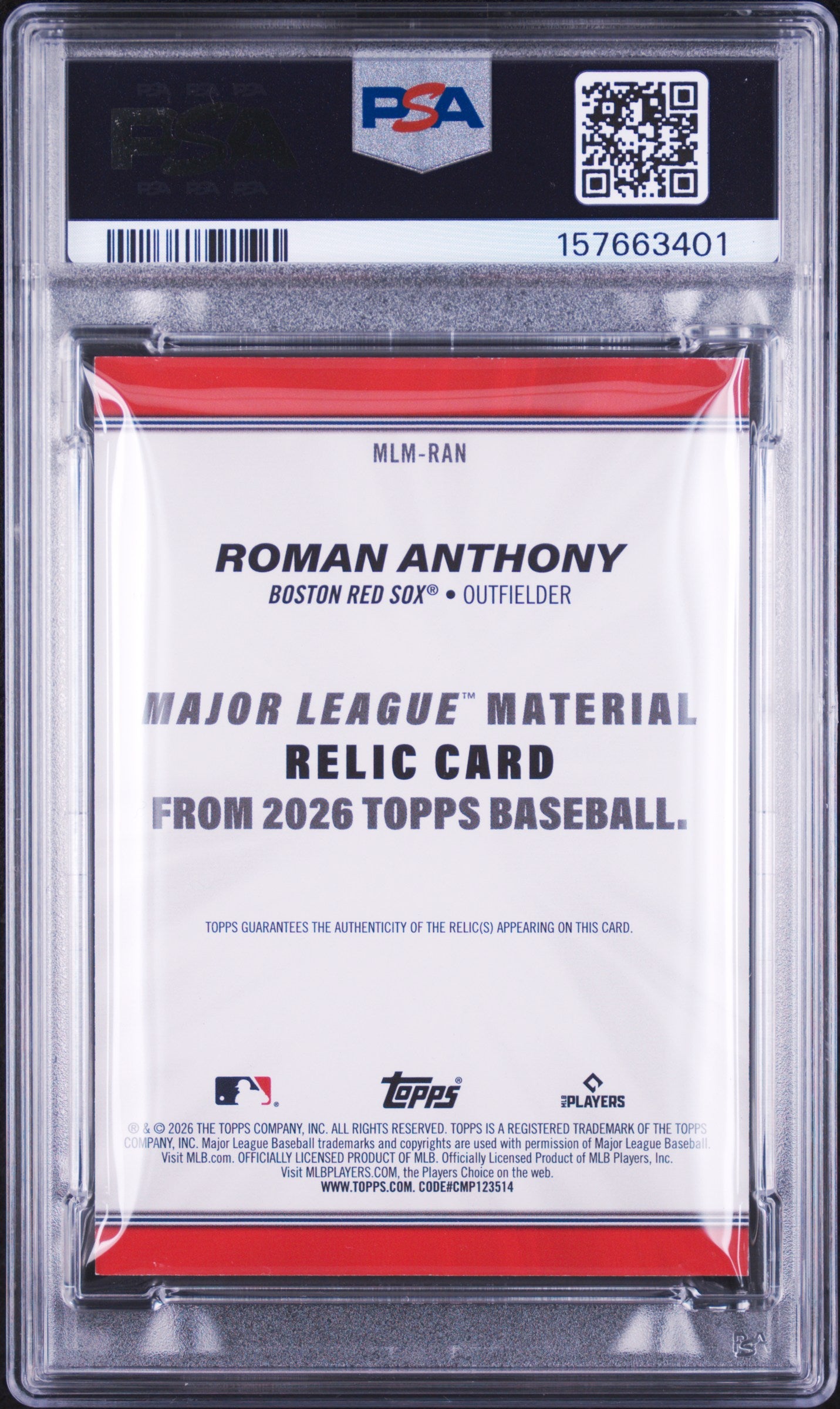 2026 Topps Major League Material #RAN Roman Anthony PSA 8