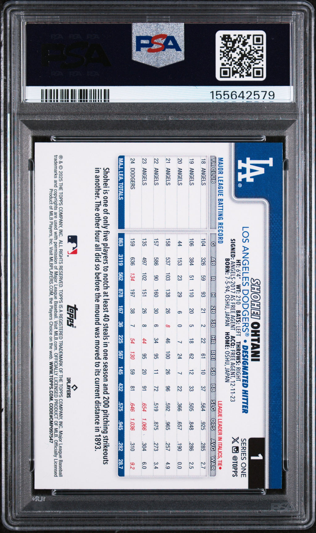 2025 Topps #1 Shohei Ohtani PSA 10