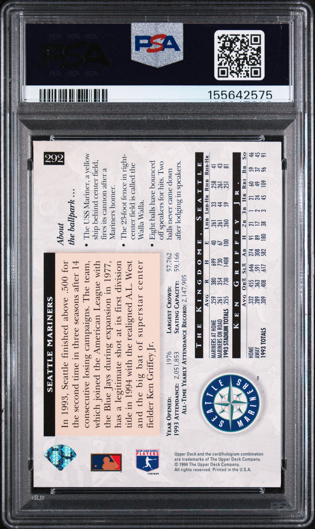1994 Upper Deck #292 Ken Griffey Jr. PSA 8