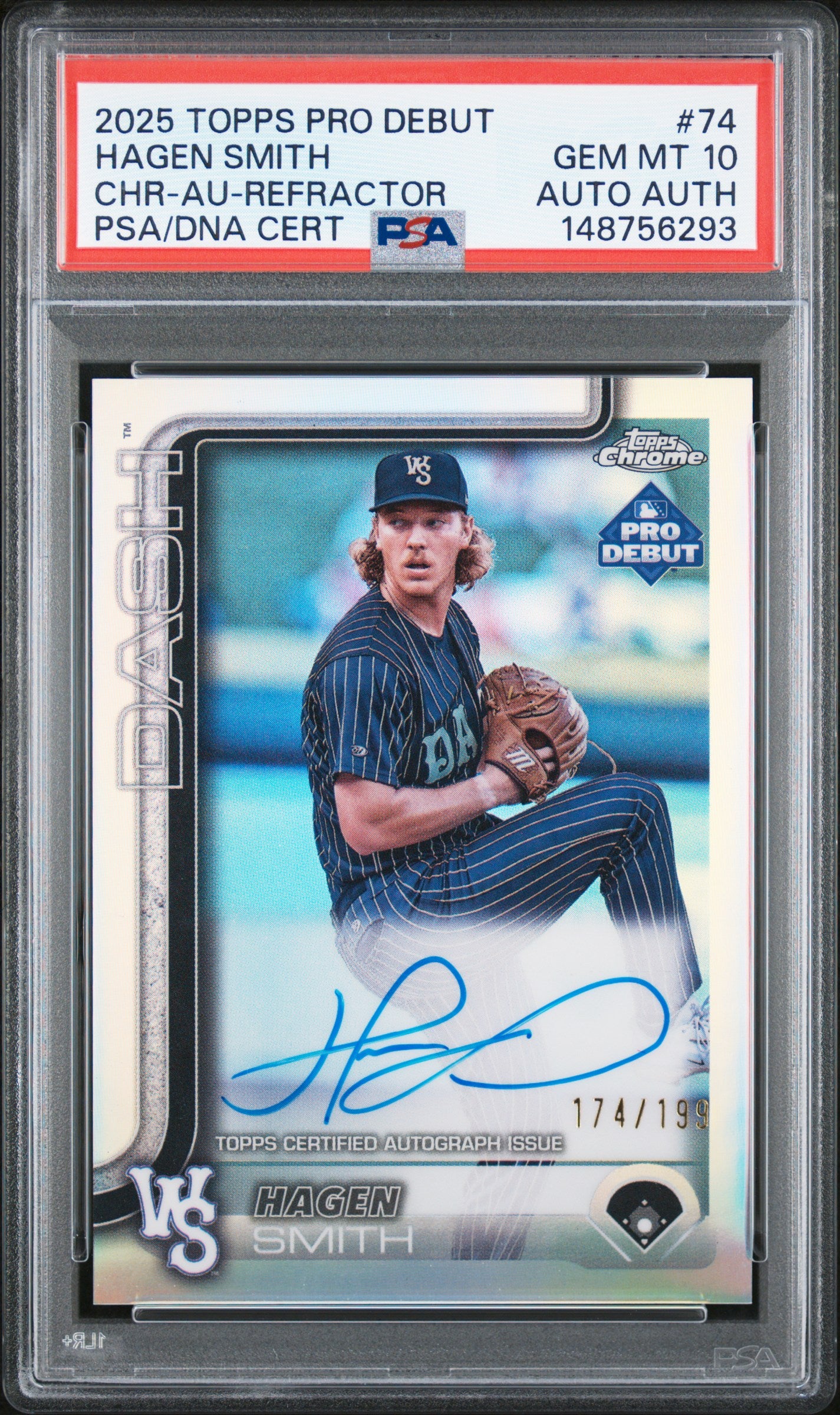 2025 Topps Pro Debut #74 Hagen Smith Chr-Au-Refractor PSA 10